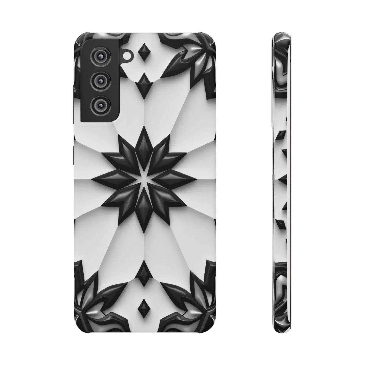 Black and White Geometric Floral Phone Case for iPhone and Samsung Galaxy - KarArmDesign