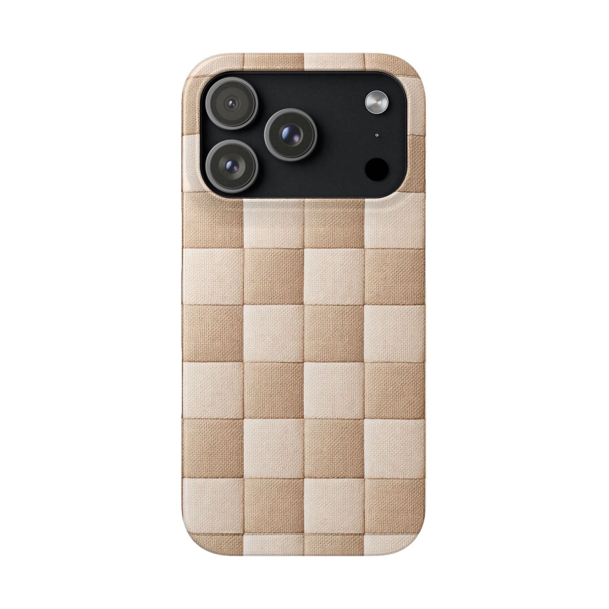 Beige Woven Phone Case for iPhone 11-17 and Galaxy S20-S26