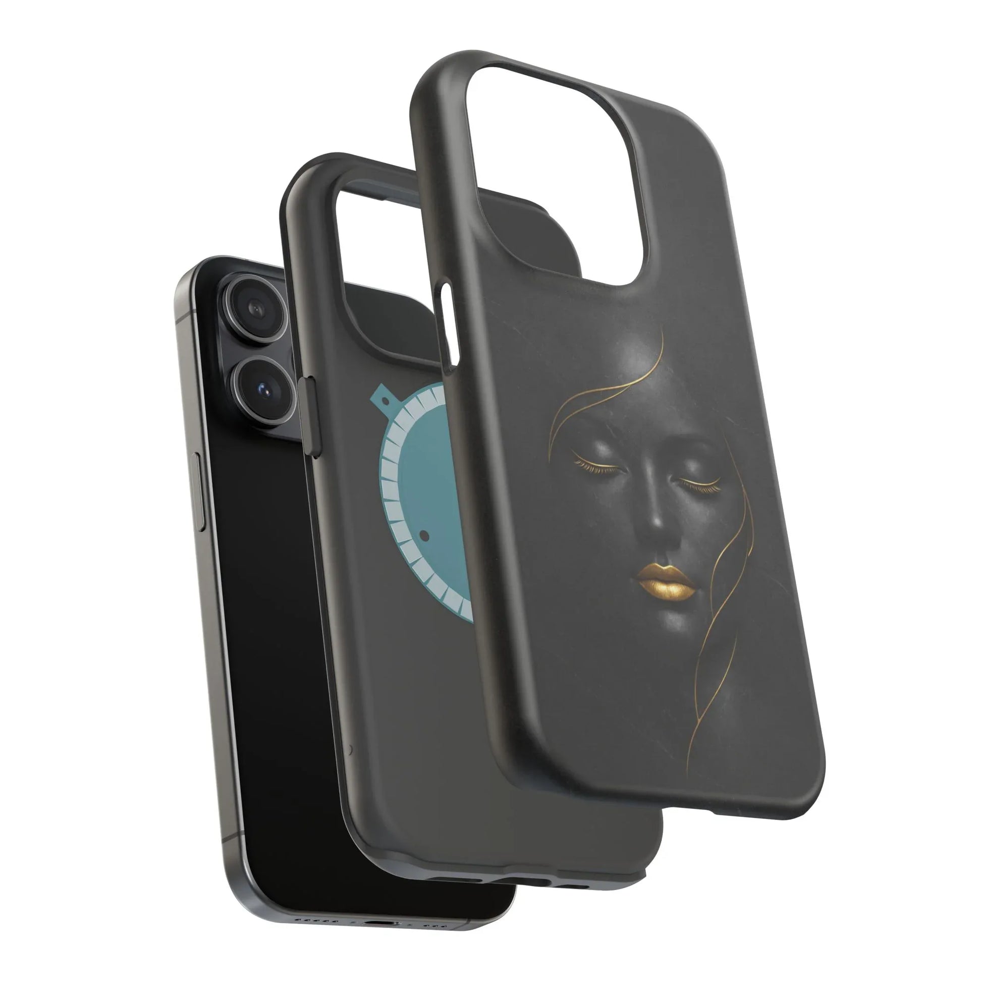Black Gold Face Phone Case for iPhone 13-17 - KARARMDESIGN
