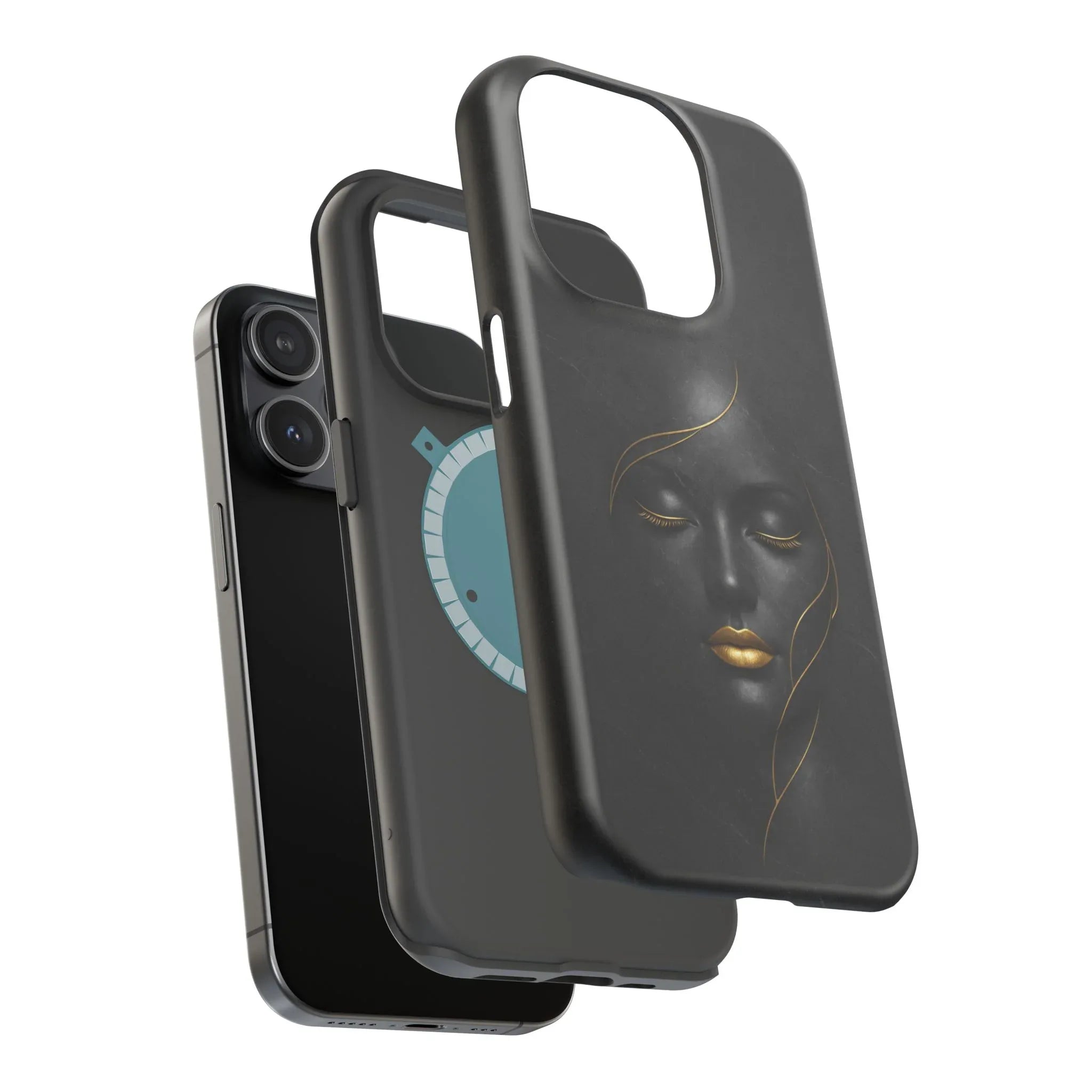 Black Gold Face Phone Case for iPhone 13-17 - KARARMDESIGN