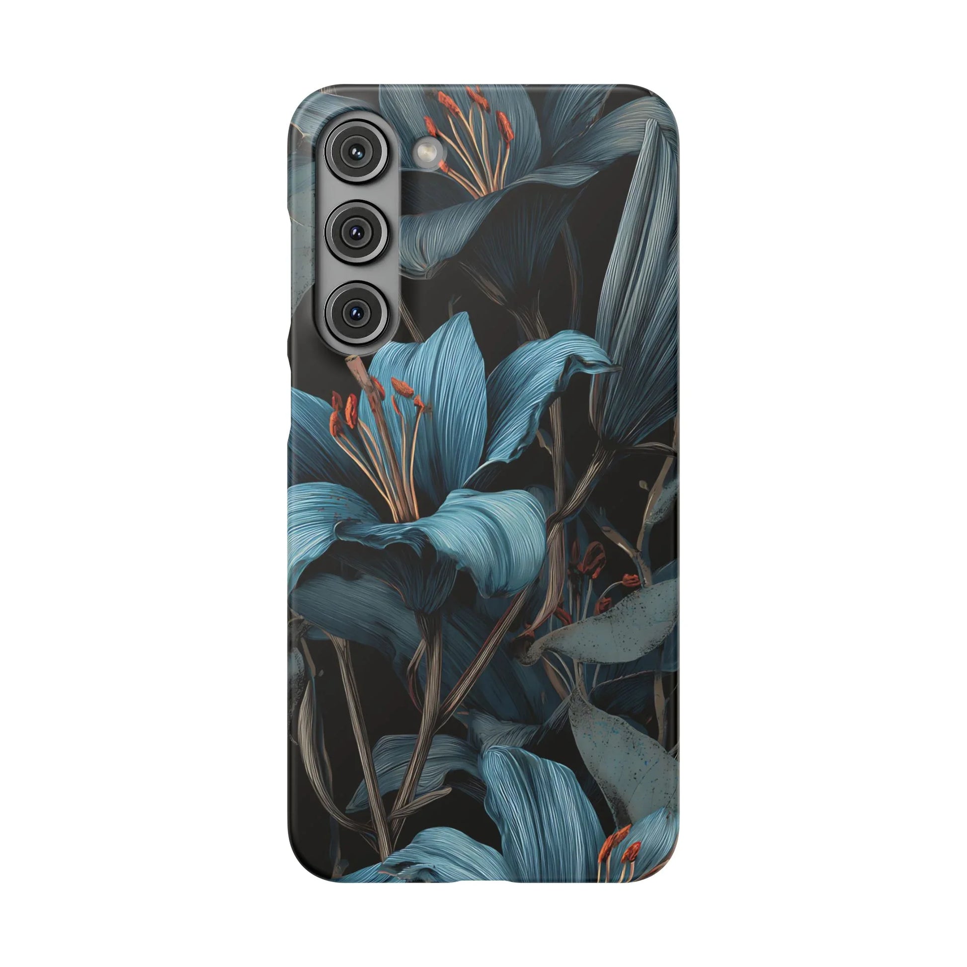 Blue Lily Floral Phone Case for iPhone 11-17 and Galaxy S20-S25 - KARARMDESIGN