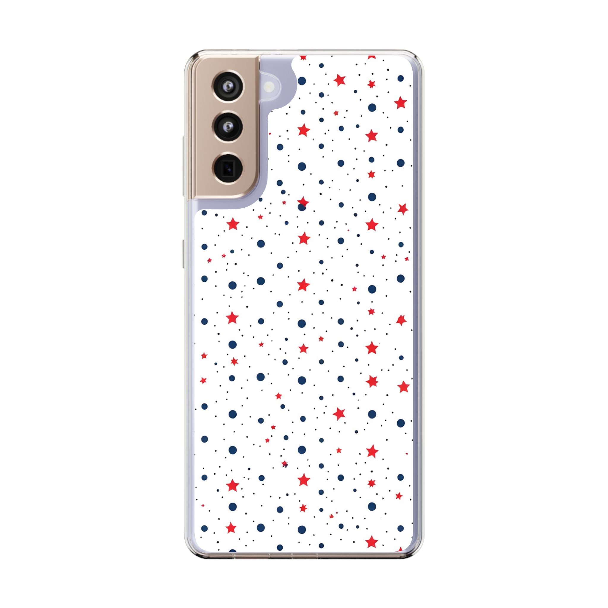 White Polka Dot & Stars Clear Case for iPhone & Samsung