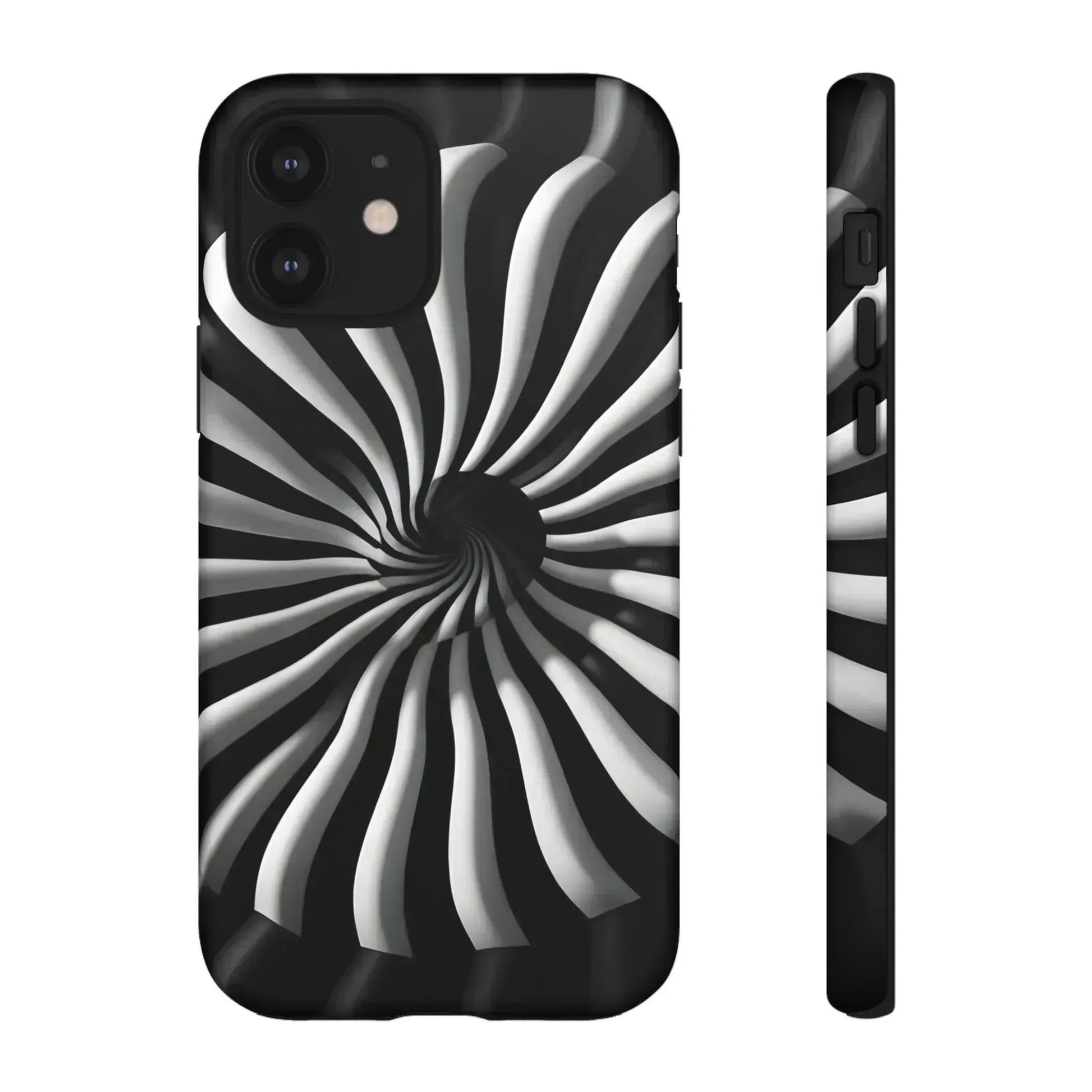 Hypnotic Black and White Spiral Phone Case for iPhone & Galaxy - KARARMDESIGN