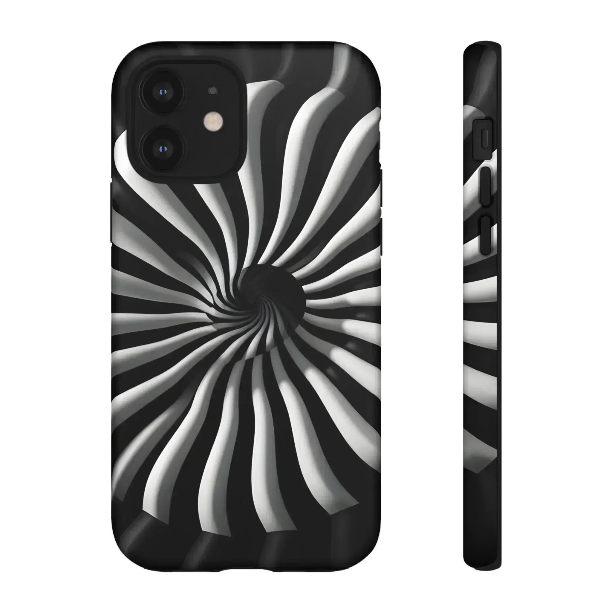 Hypnotic Black and White Spiral Phone Case for iPhone & Galaxy - KARARMDESIGN