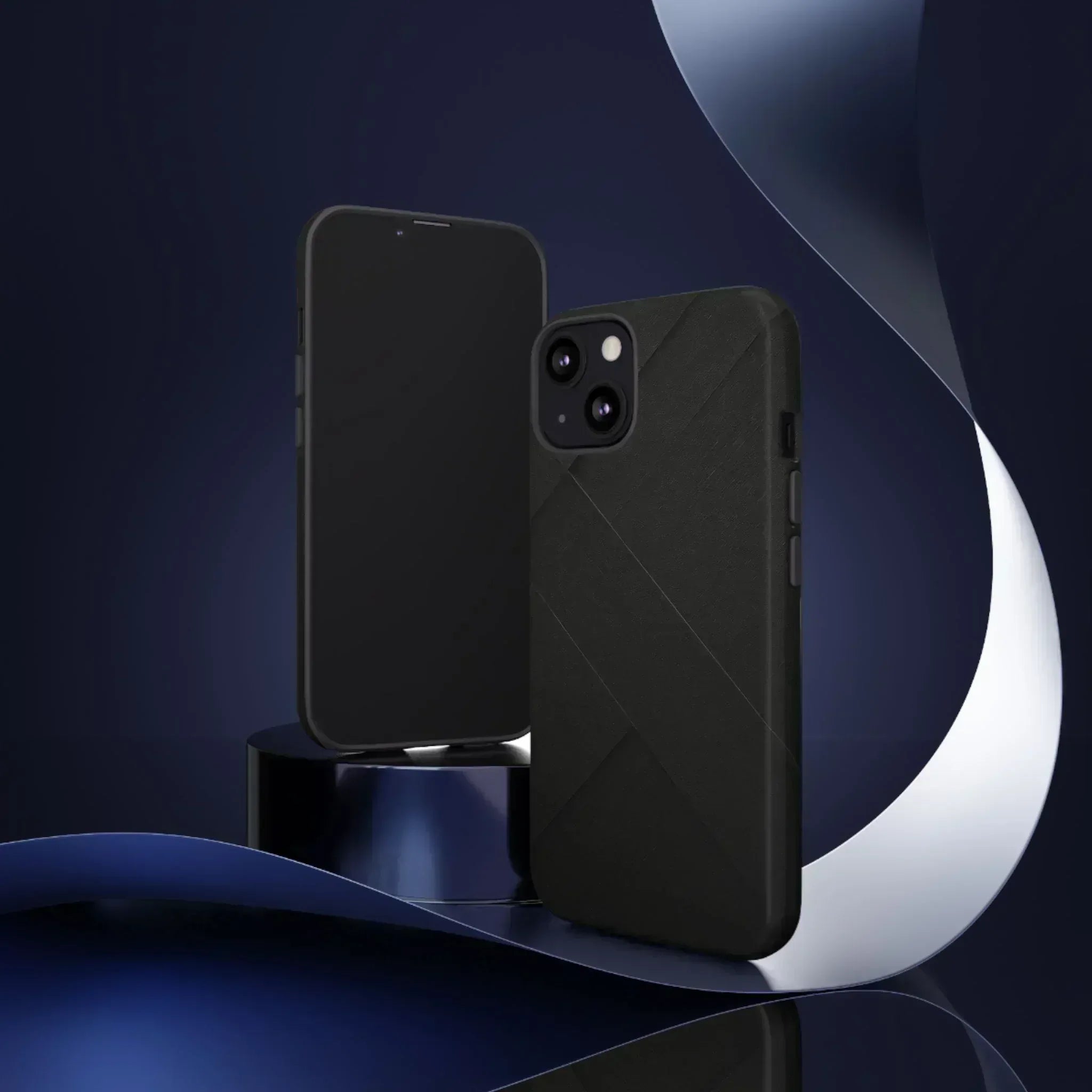 Matte Black Diagonal Line Phone Case for iPhone 8-16 and Galaxy S10-S25 - KARARMDESIGN