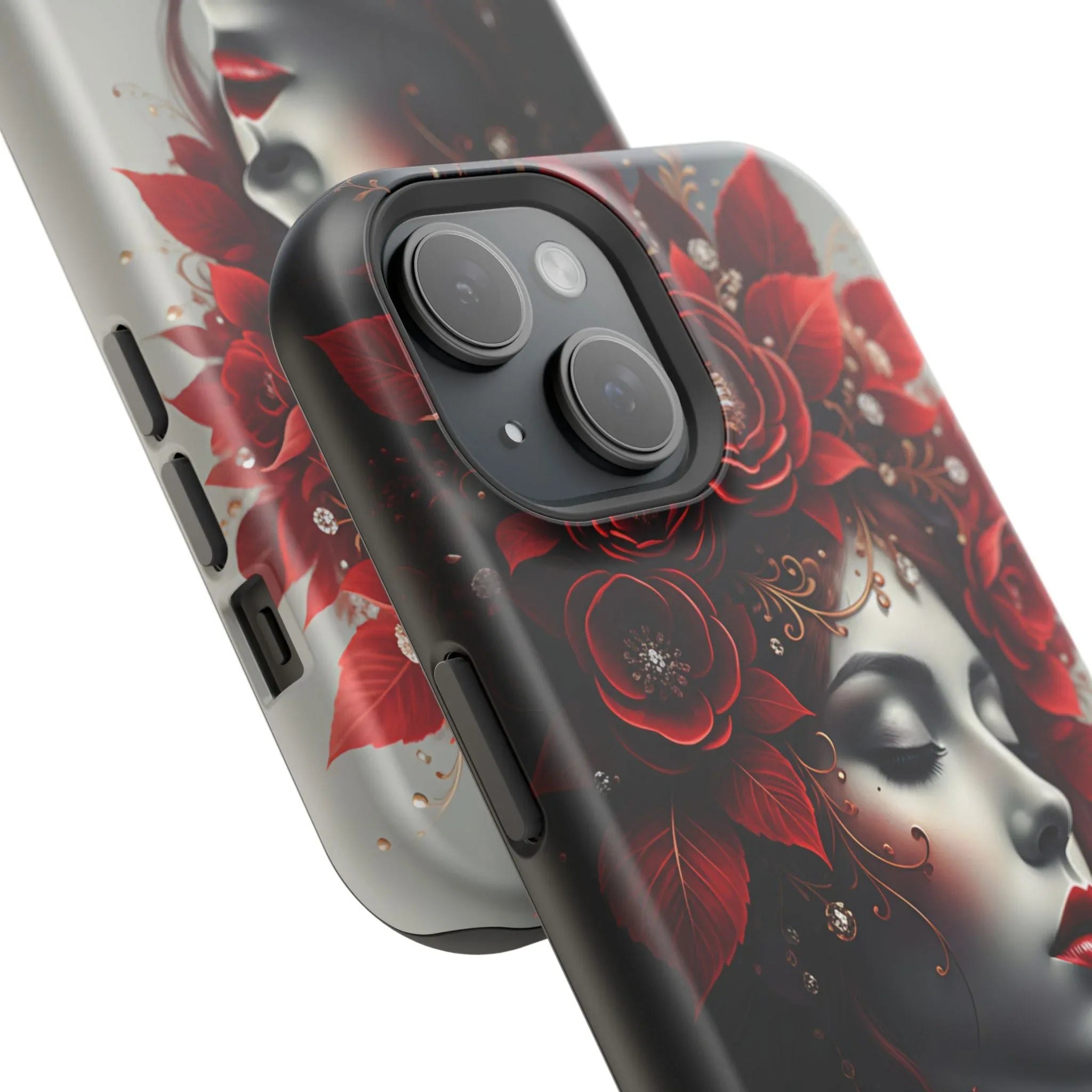 Scarlet Bloom Portrait Phone Case for iPhone 13-17 - KARARMDESIGN