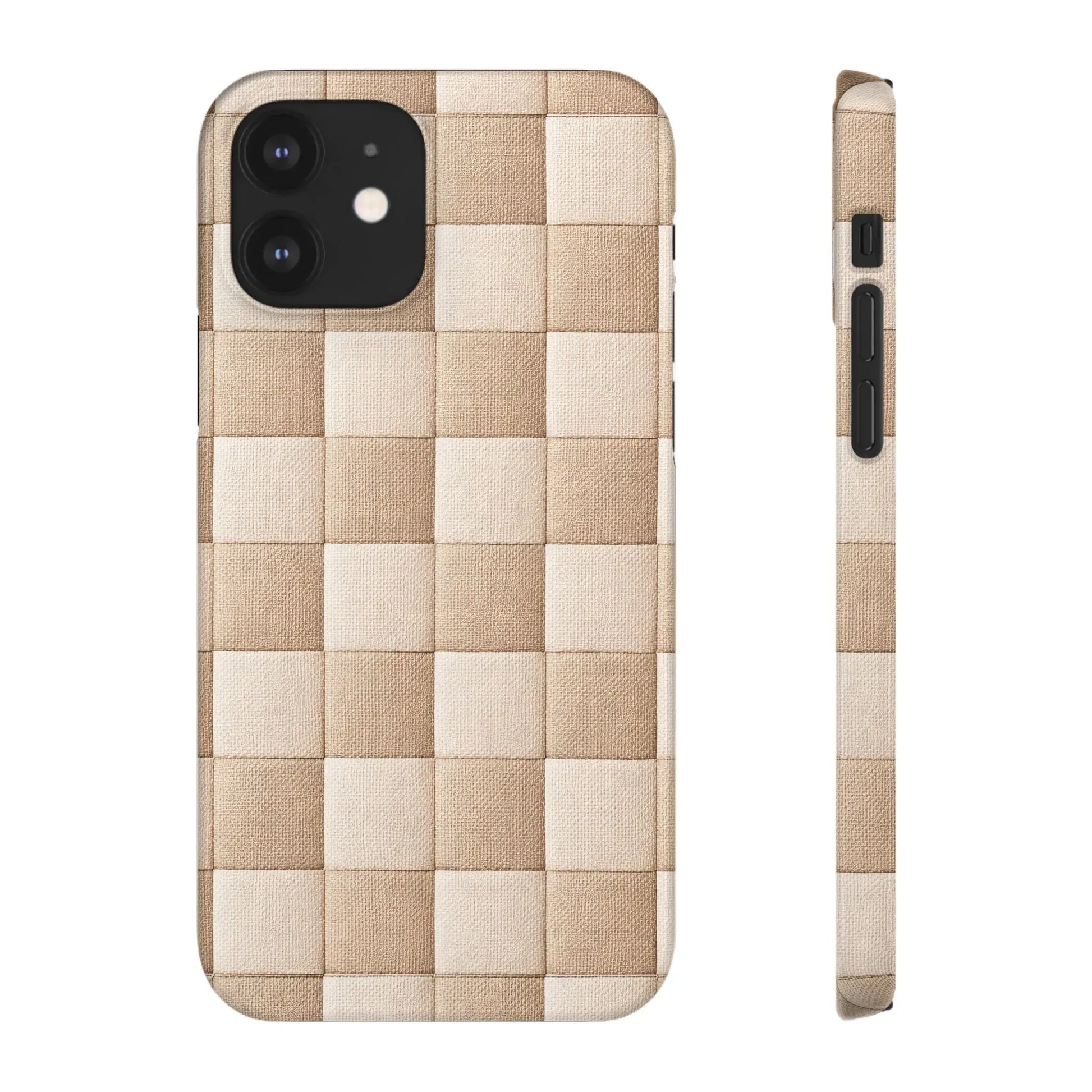 Beige Woven Phone Case for iPhone 11-17 and Galaxy S20-S25 - KARARMDESIGN