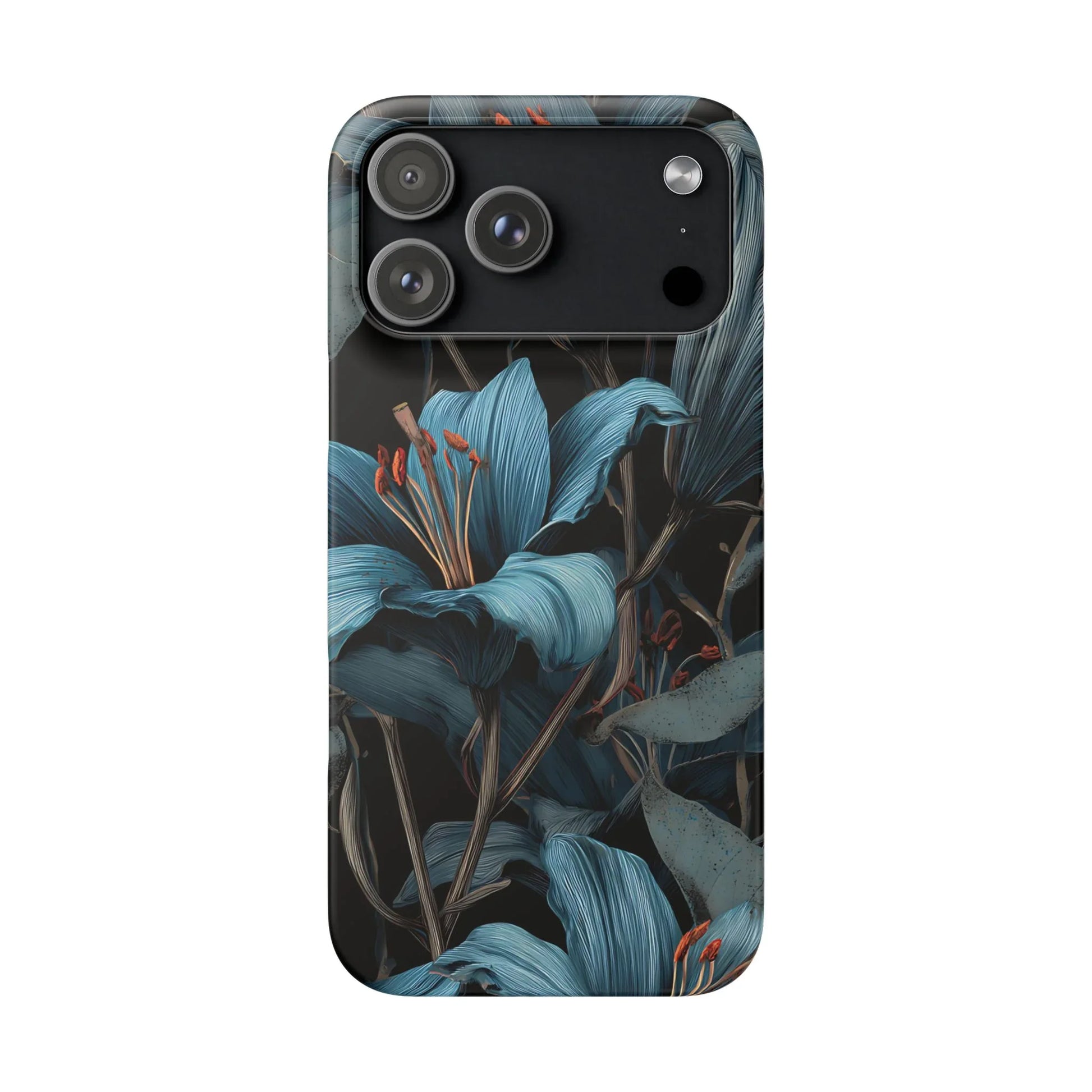 Blue Lily Floral Phone Case for iPhone 11-17 and Galaxy S20-S25 - KARARMDESIGN