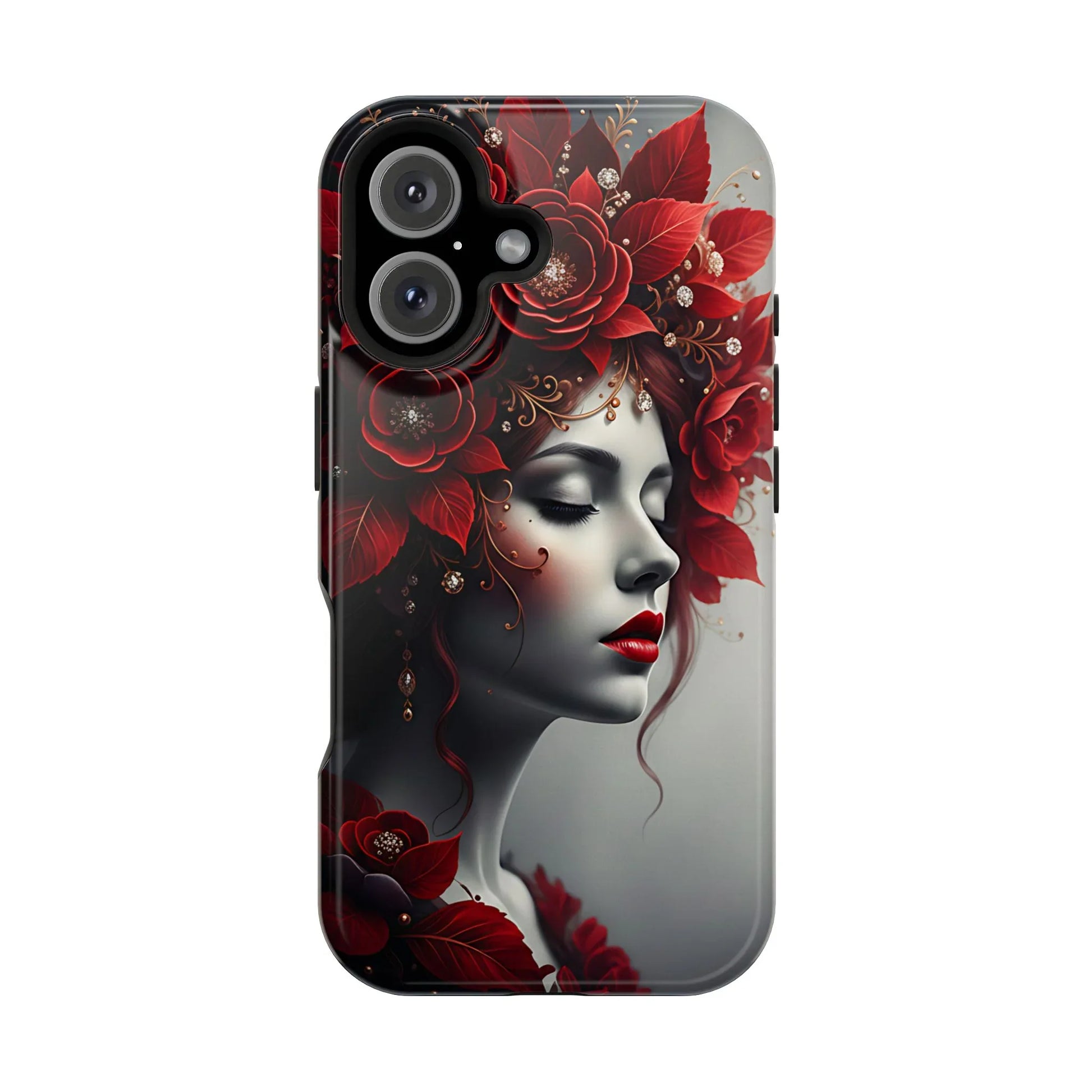 Scarlet Bloom Portrait Phone Case for iPhone 13-17 - KARARMDESIGN