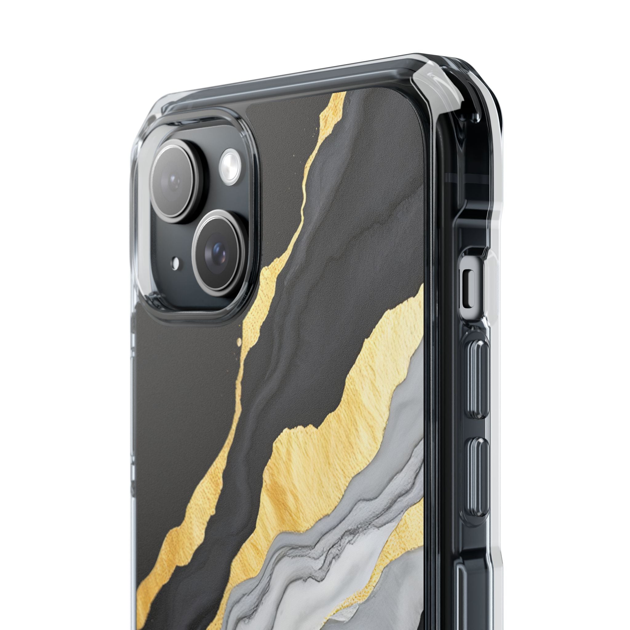Luxury Black and Gold Marble Magnetic Phone Case for iPhone 14-17