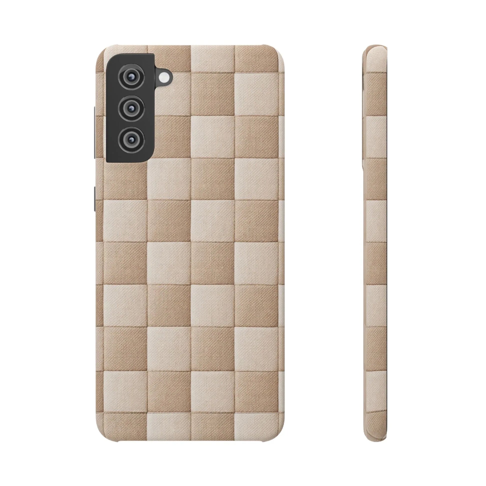 Beige Woven Phone Case for iPhone 11-17 and Galaxy S20-S25 - KARARMDESIGN