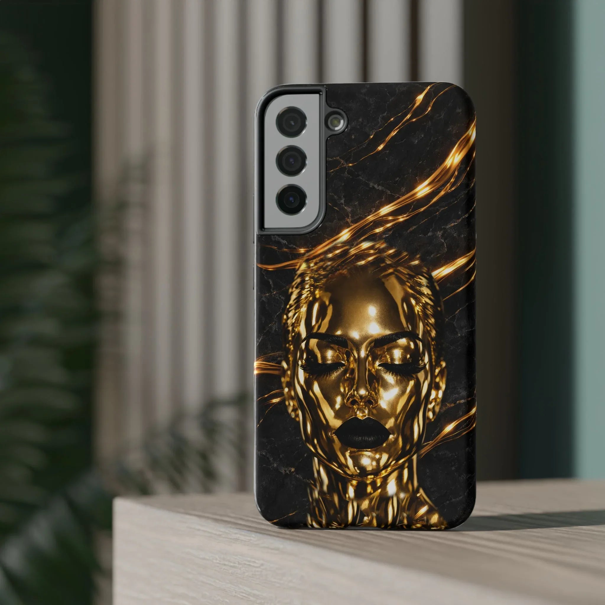 Luxury Gold Portrait Phone Case for iPhone 11-17 and Galaxy S21-S25 - KARARMDESIGN