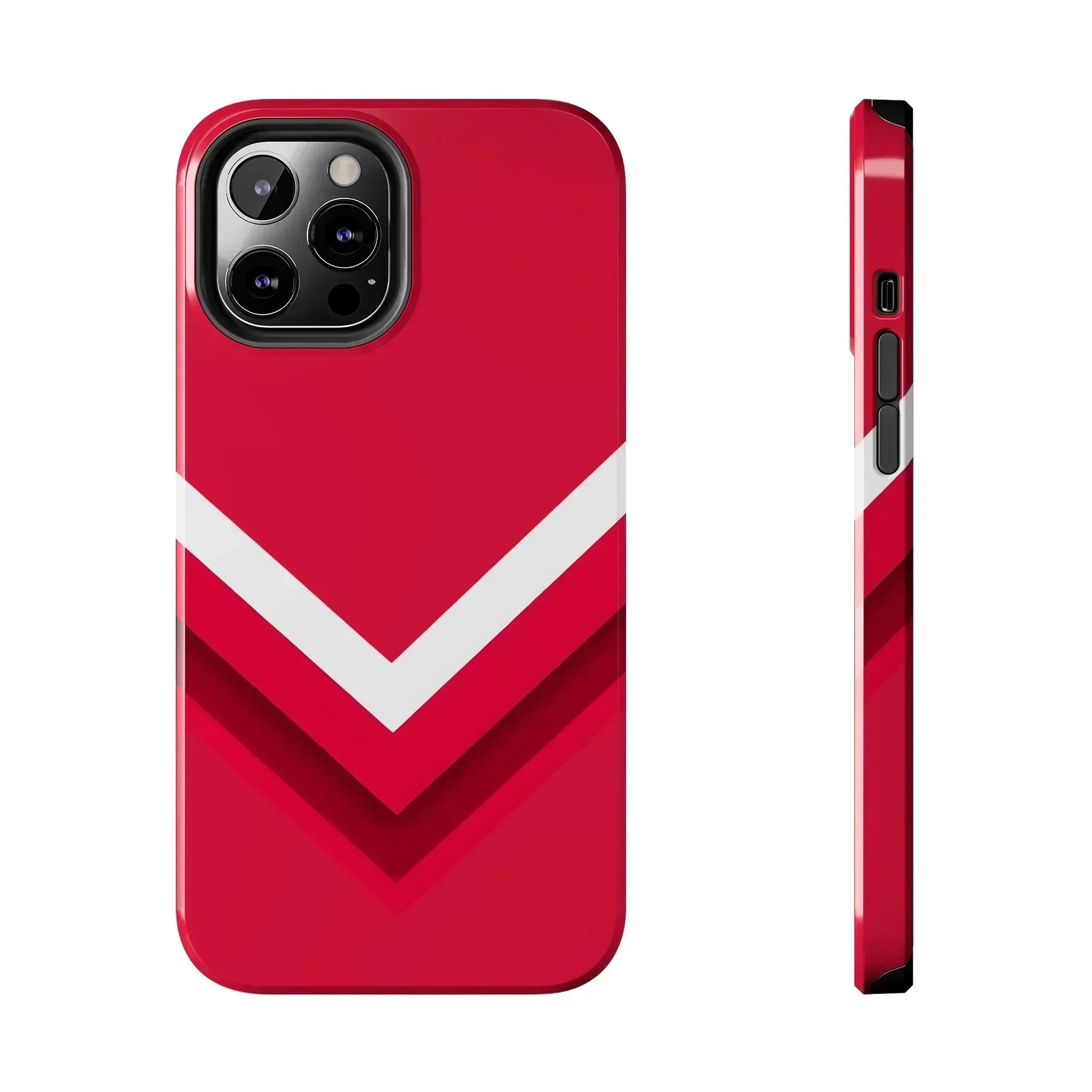 Red Chevron Armor Phone Case for iPhone 11–16 & Galaxy S21–S24 - KARARMDESIGN