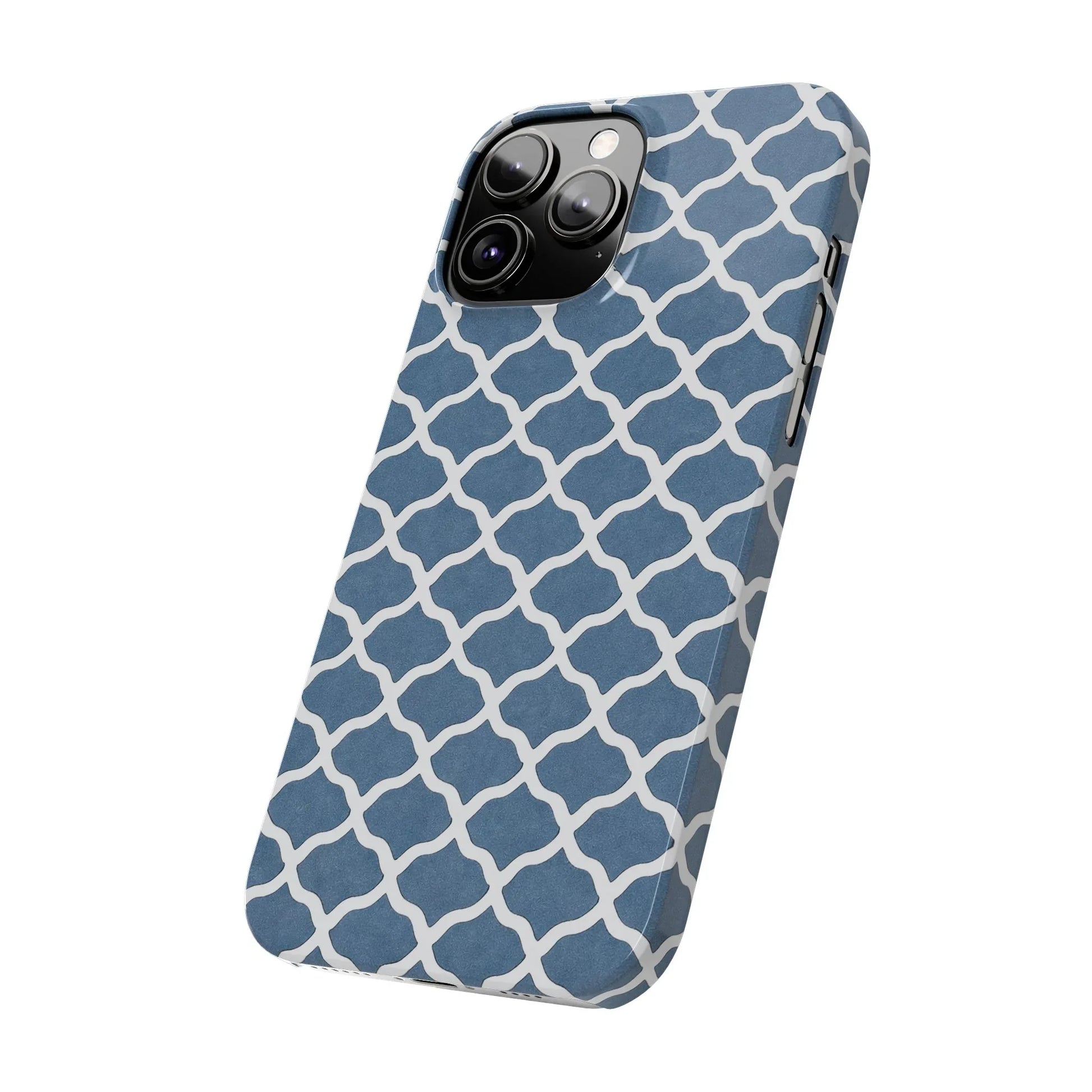 Azure Lattice Pattern Phone Case Slim Phone Cases for iPhone 11-17 - KARARMDESIGN