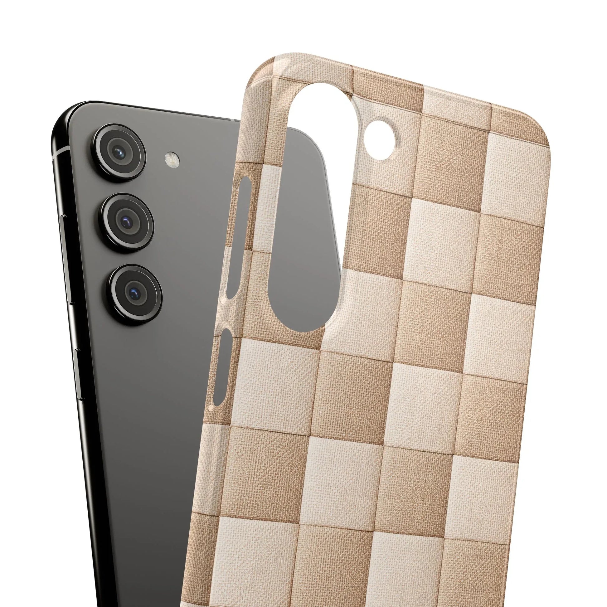 Beige Woven Phone Case for iPhone 11-17 and Galaxy S20-S25 - KARARMDESIGN