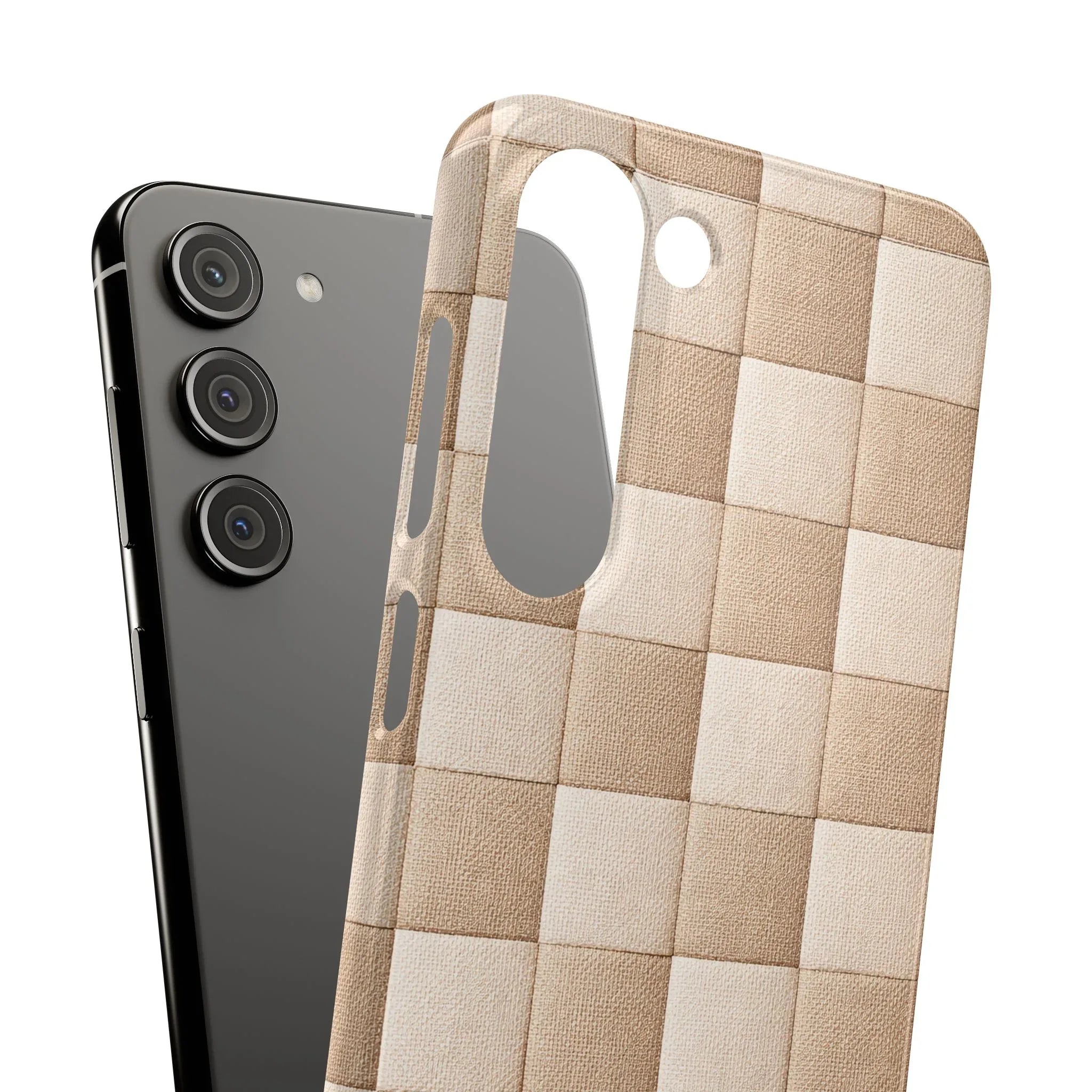 Beige Woven Phone Case for iPhone 11-17 and Galaxy S20-S25 - KARARMDESIGN