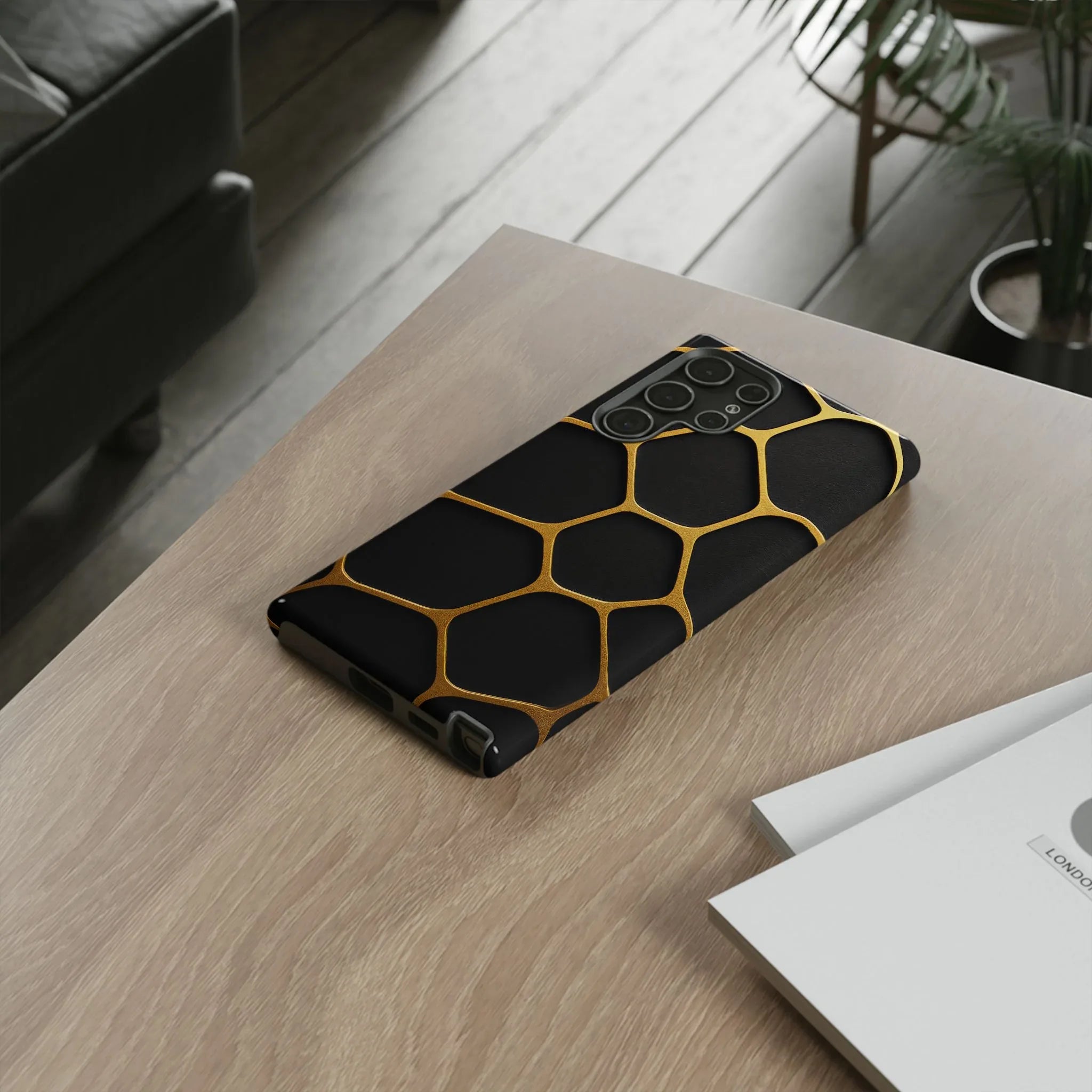 Golden Cellscape Phone Case for iPhone 8-17 and Galaxy S20-S25 - KARARMDESIGN