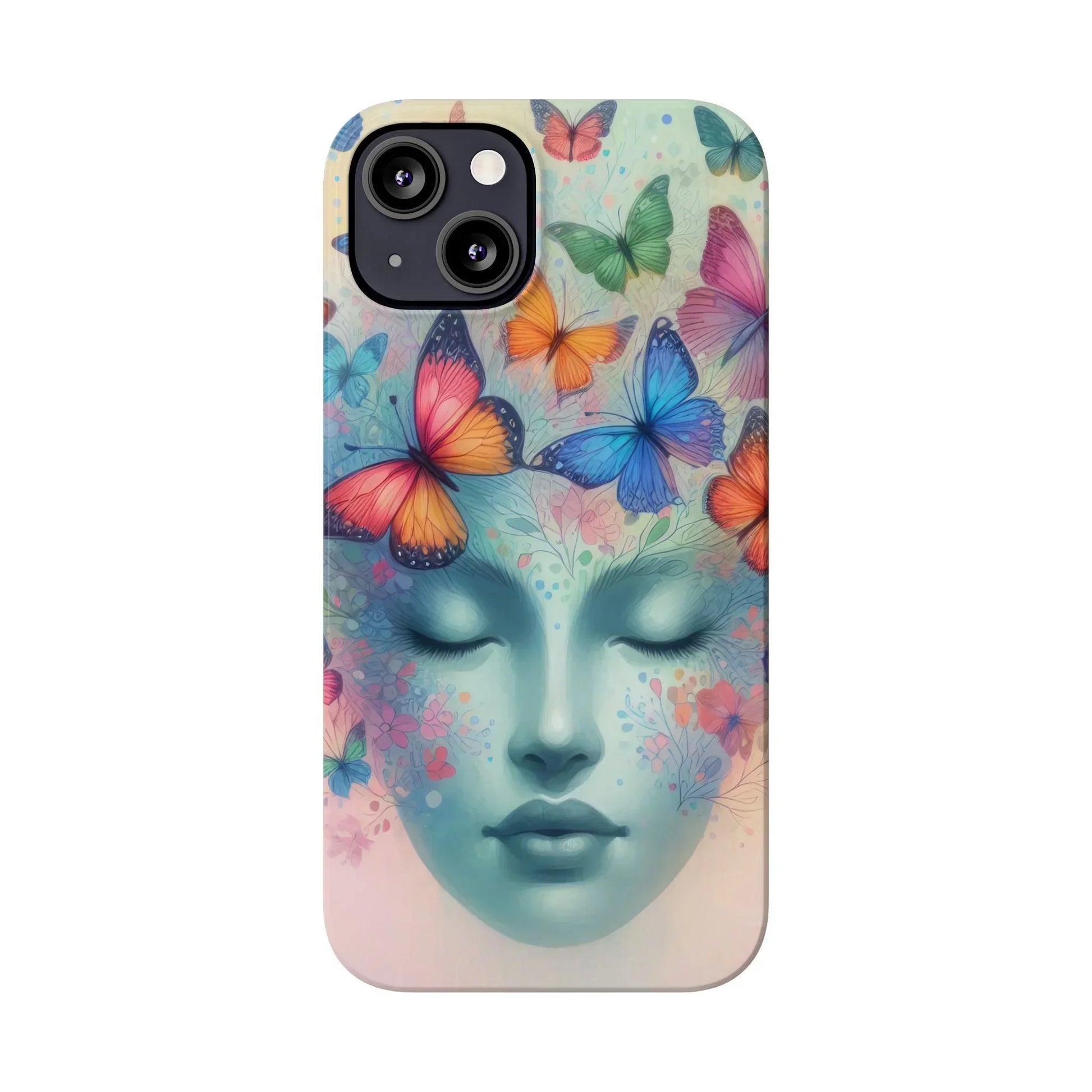 Butterfly Bloom Dreamy Woman with Closed Eyes Tough Phone Case for iPhone - KarArmDesign