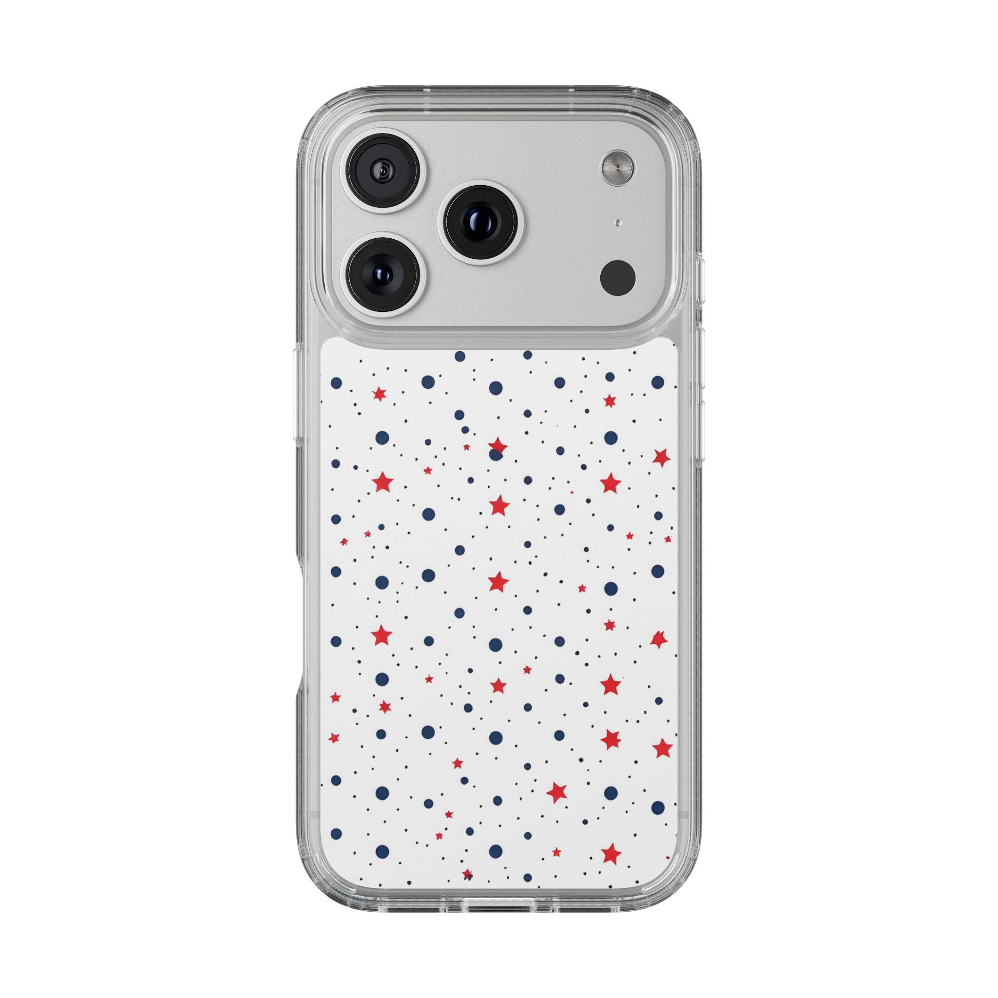 White Polka Dot & Stars Clear Case for iPhone & Samsung