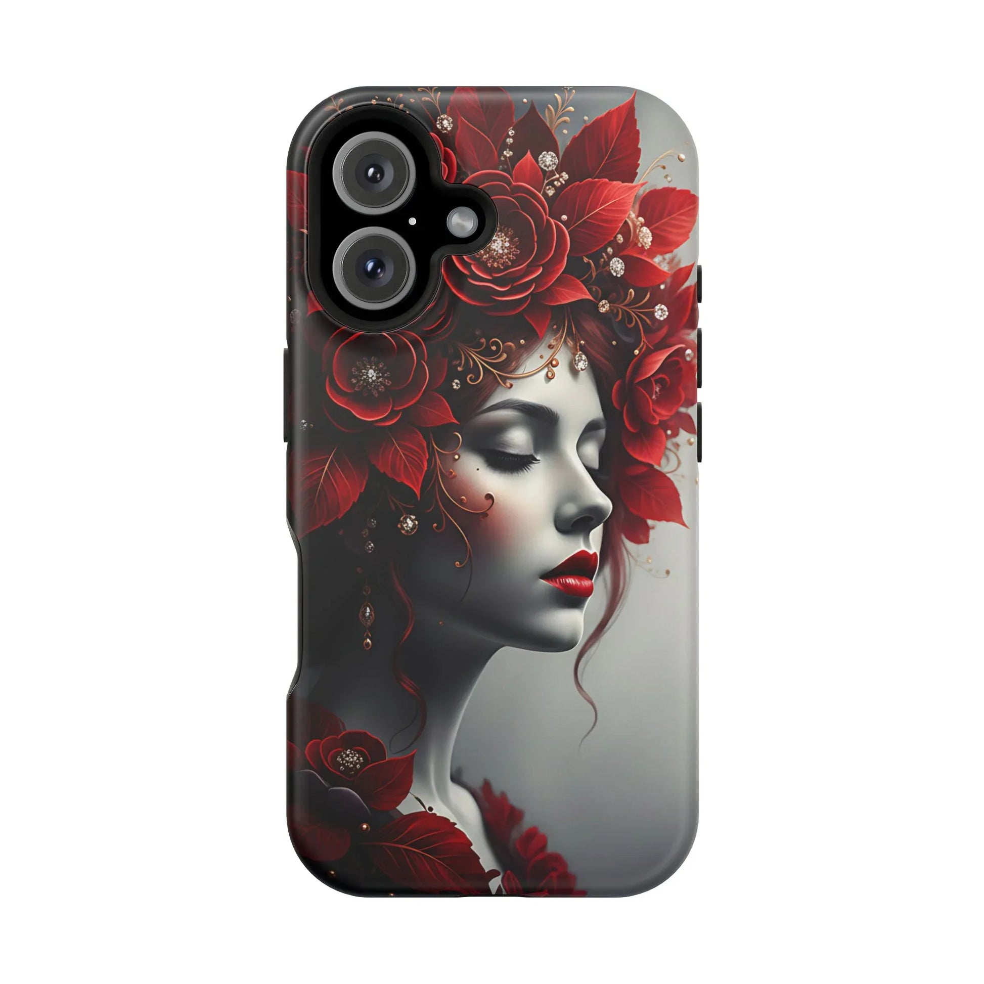 Scarlet Bloom Portrait Phone Case for iPhone 13-17 - KARARMDESIGN