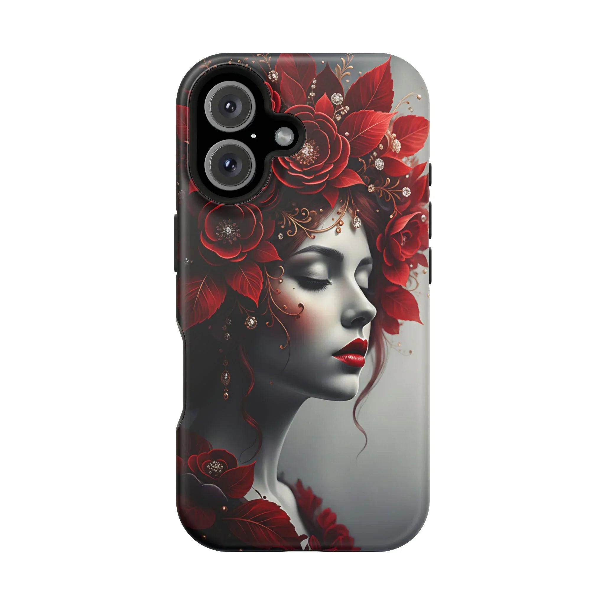 Scarlet Bloom Portrait Phone Case for iPhone 13-17 - KARARMDESIGN