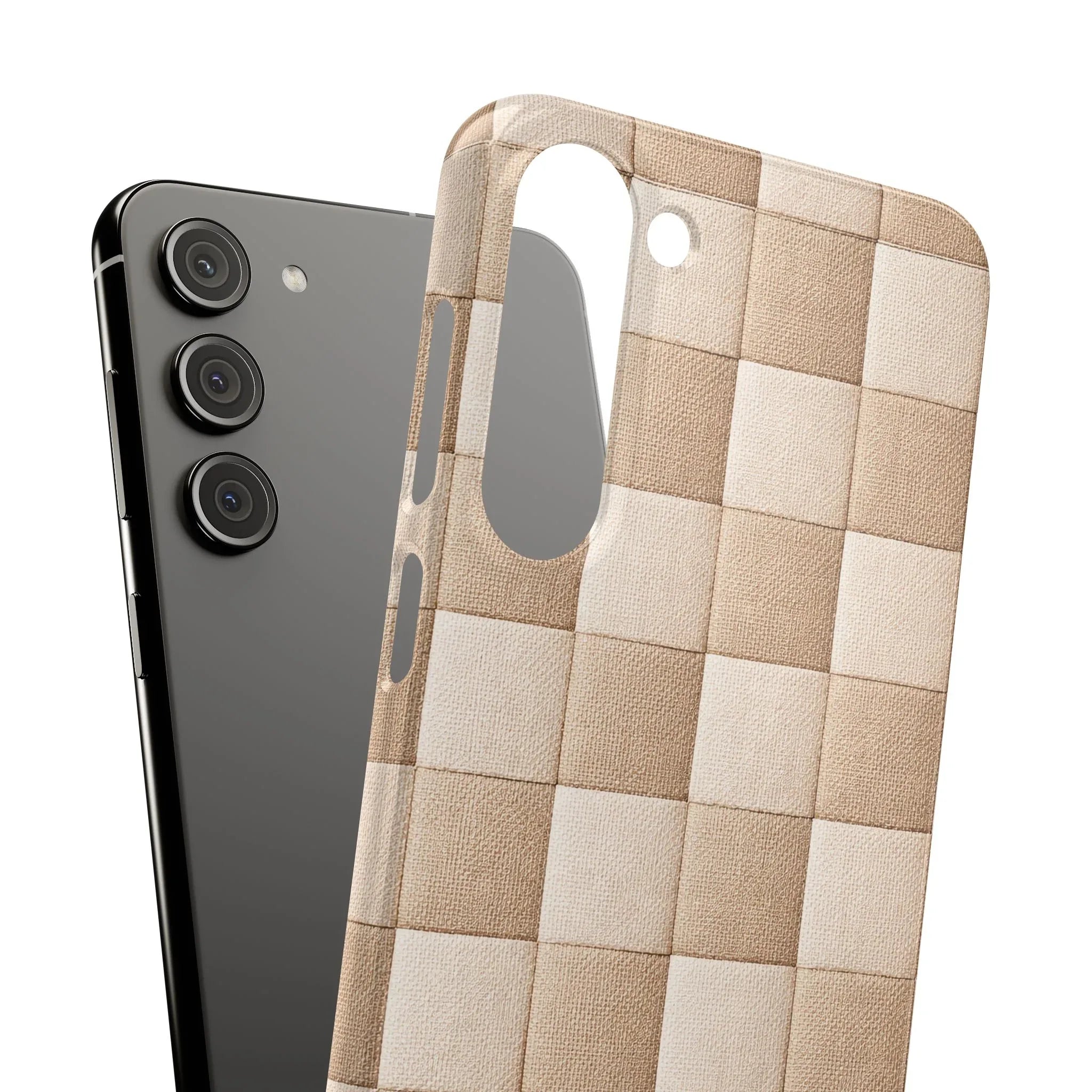 Beige Woven Phone Case for iPhone 11-17 and Galaxy S20-S25 - KARARMDESIGN