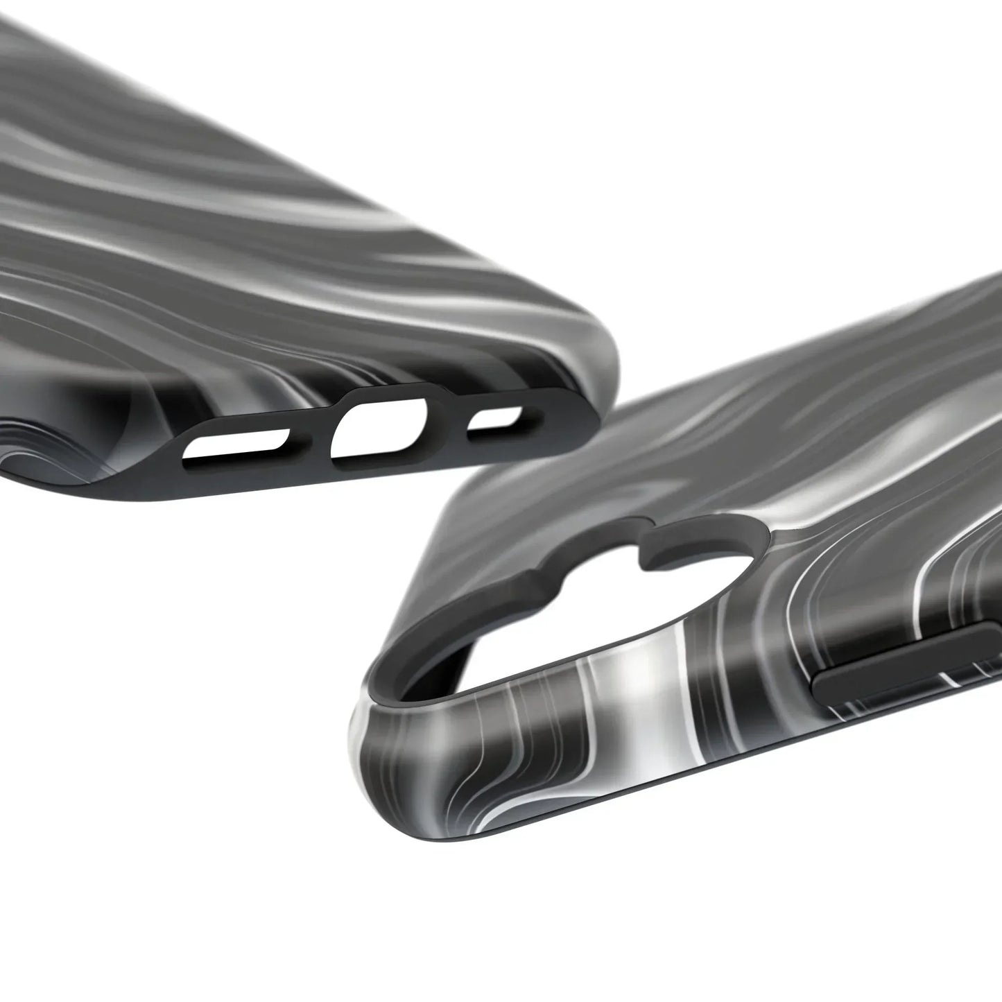 Wavy Illusion Black & Silver MagSafe® Tough Phone Case - KarArmDesign