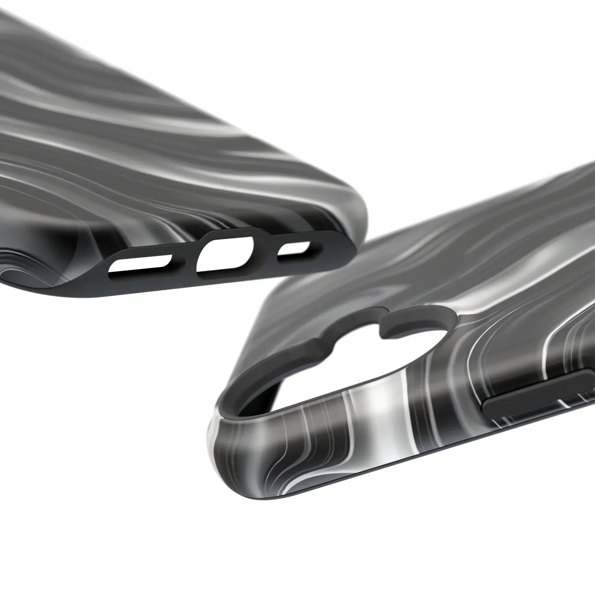 Wavy Illusion Black & Silver MagSafe® Tough Phone Case - KarArmDesign