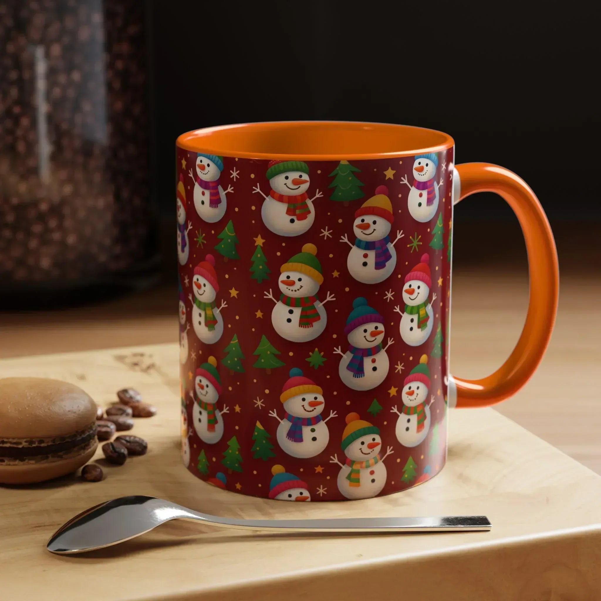 Festive Snowman Parade Accent Coffee Mug (11oz) - KARARMDESIGN