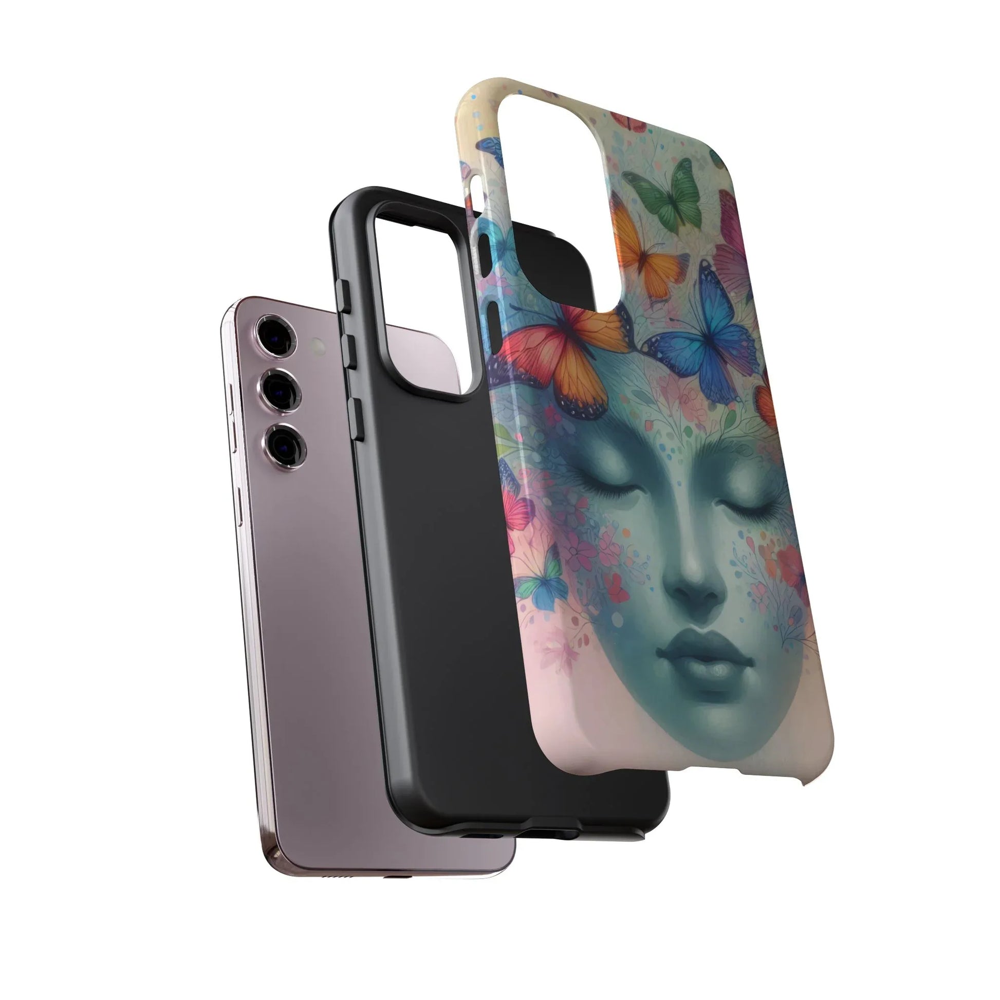 Butterfly Bloom Dreamy Woman Phone Case for Galaxy and Pixel - KARARMDESIGN