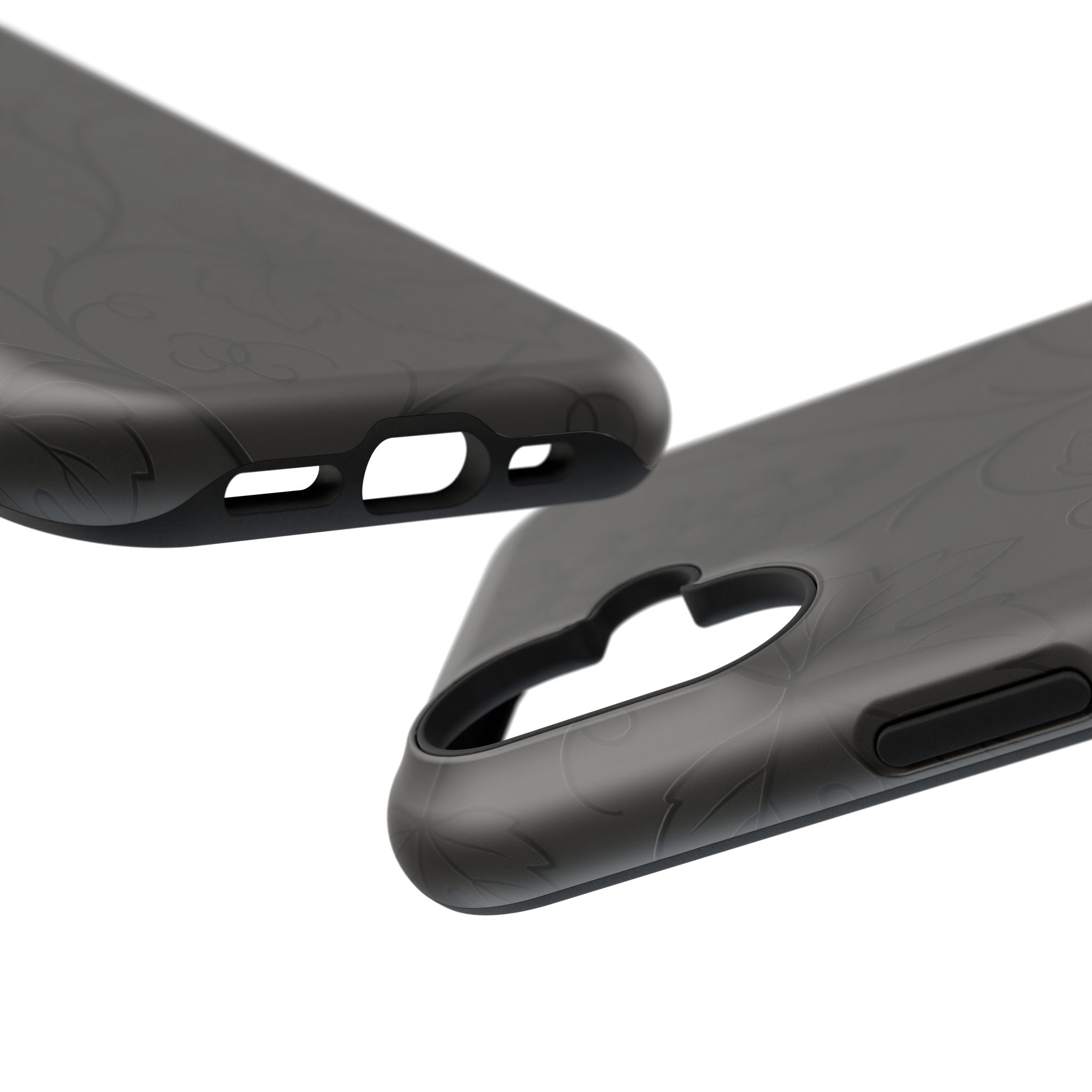 Embossed Grape Leaf Phone Case – Elegant Black Design for iPhone & Samsung