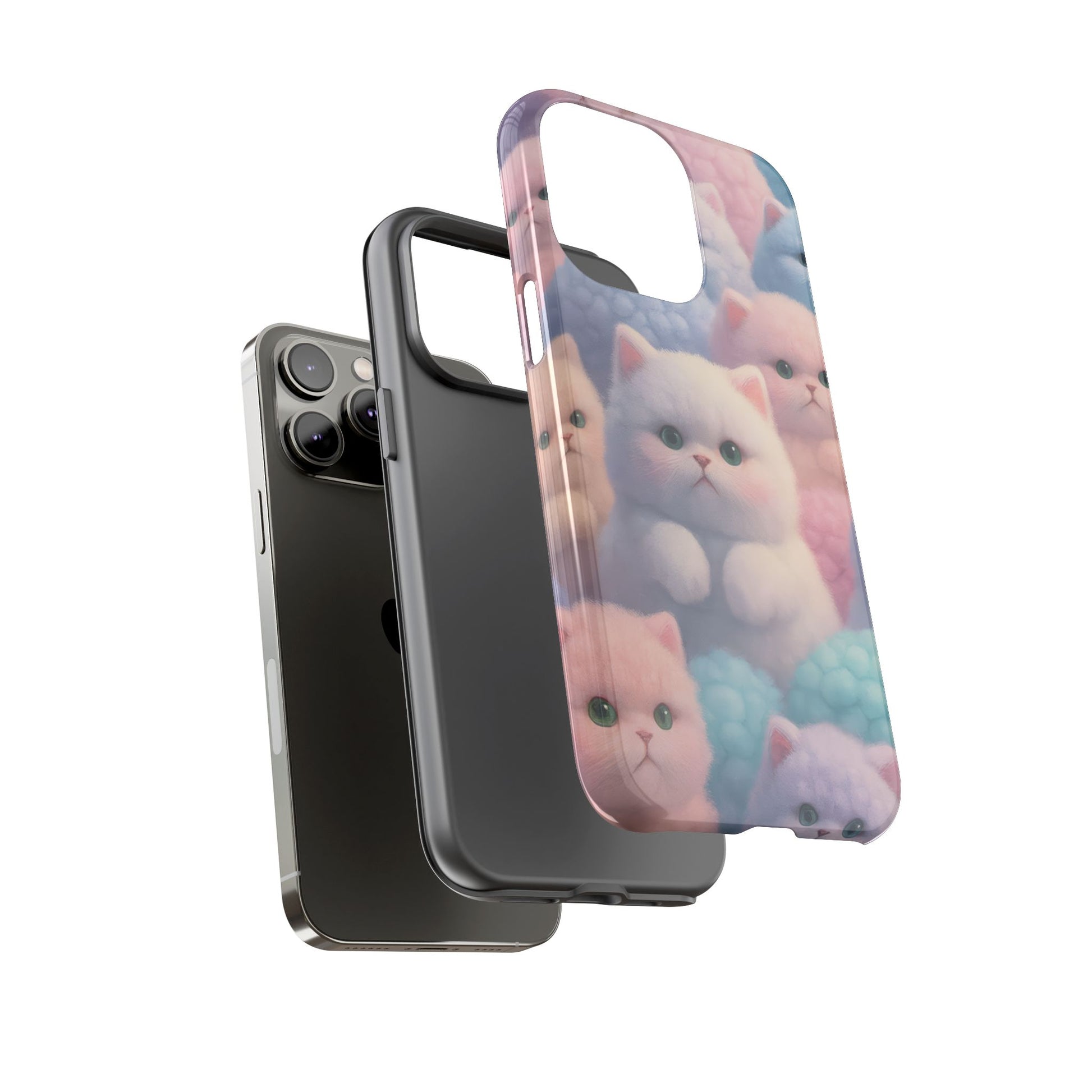 Pastel Kitten Phone Case for iPhone 8-17 and Samsung Galaxy S10-S25 Models - KARARMDESIGN