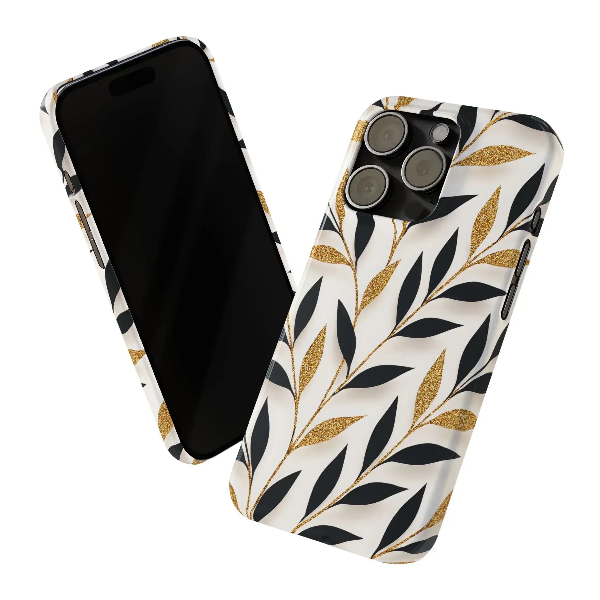 Botanical Gold Leaf Phone Case for iPhone 11-17 - KARARMDESIGN