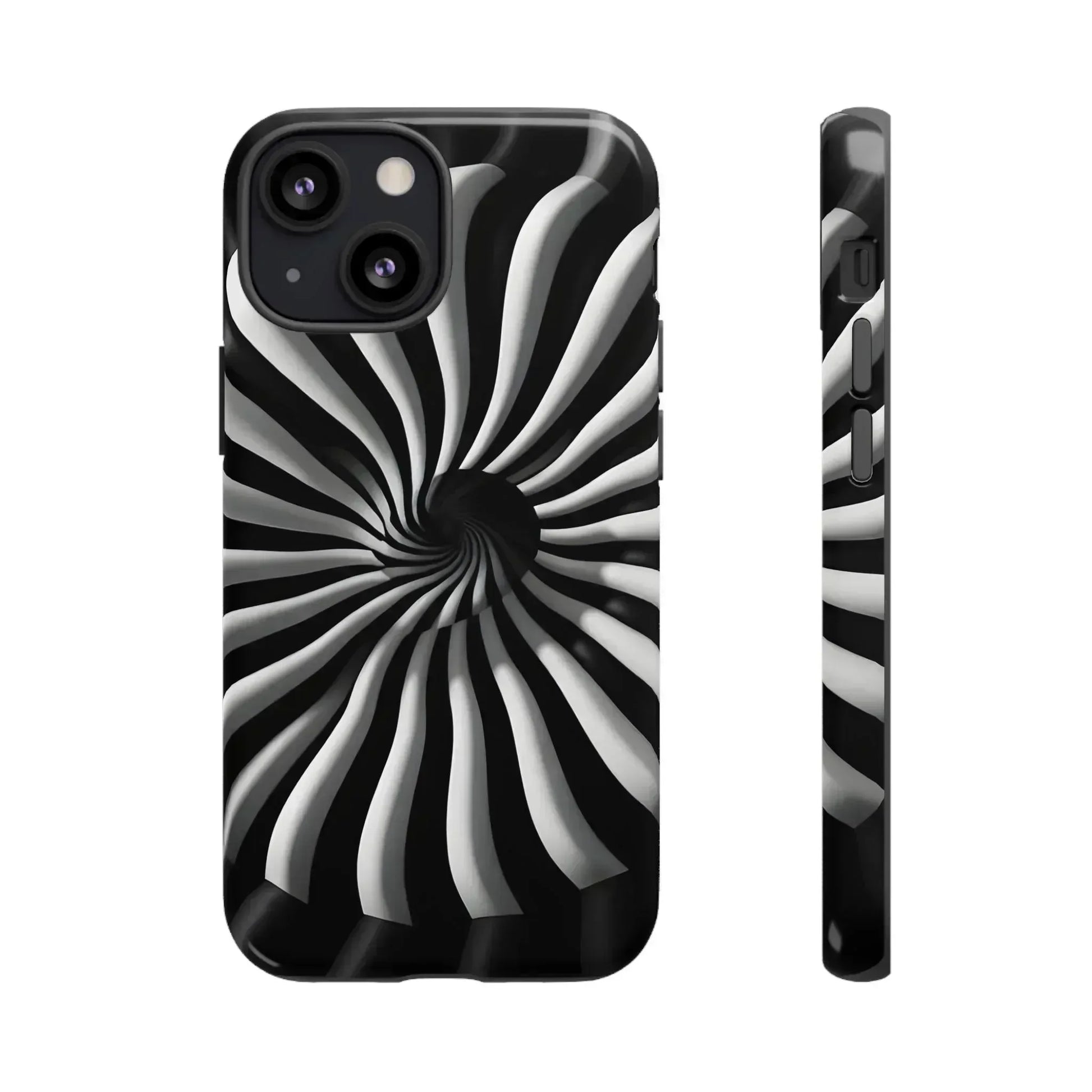 Hypnotic Black and White Spiral Phone Case for iPhone & Galaxy - KARARMDESIGN