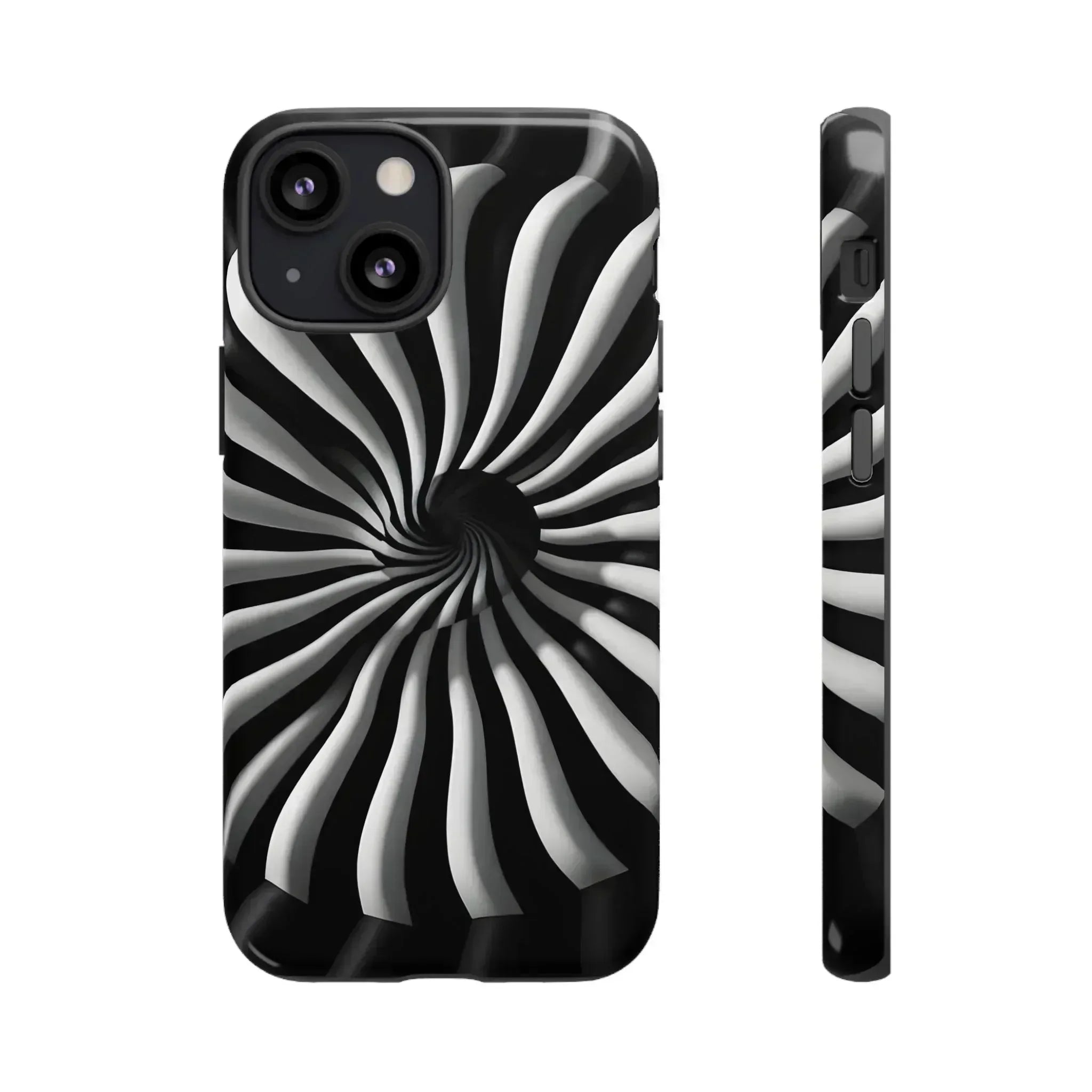 Hypnotic Black and White Spiral Phone Case for iPhone & Galaxy - KARARMDESIGN