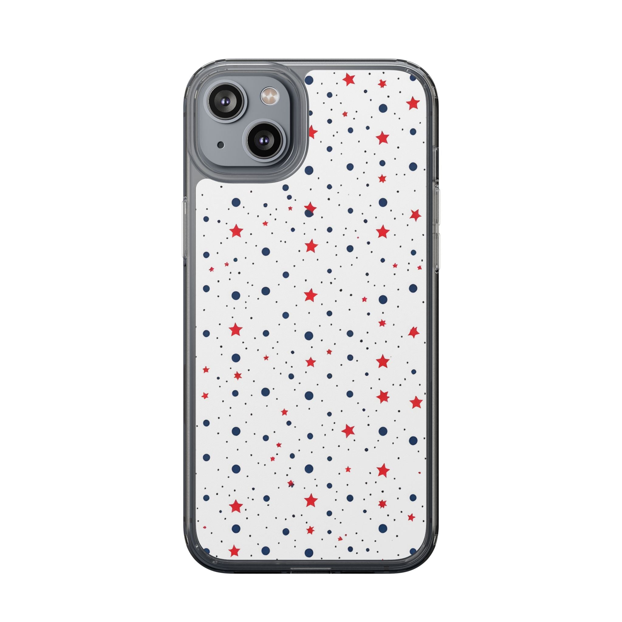 White Polka Dot & Stars Clear Case for iPhone & Samsung