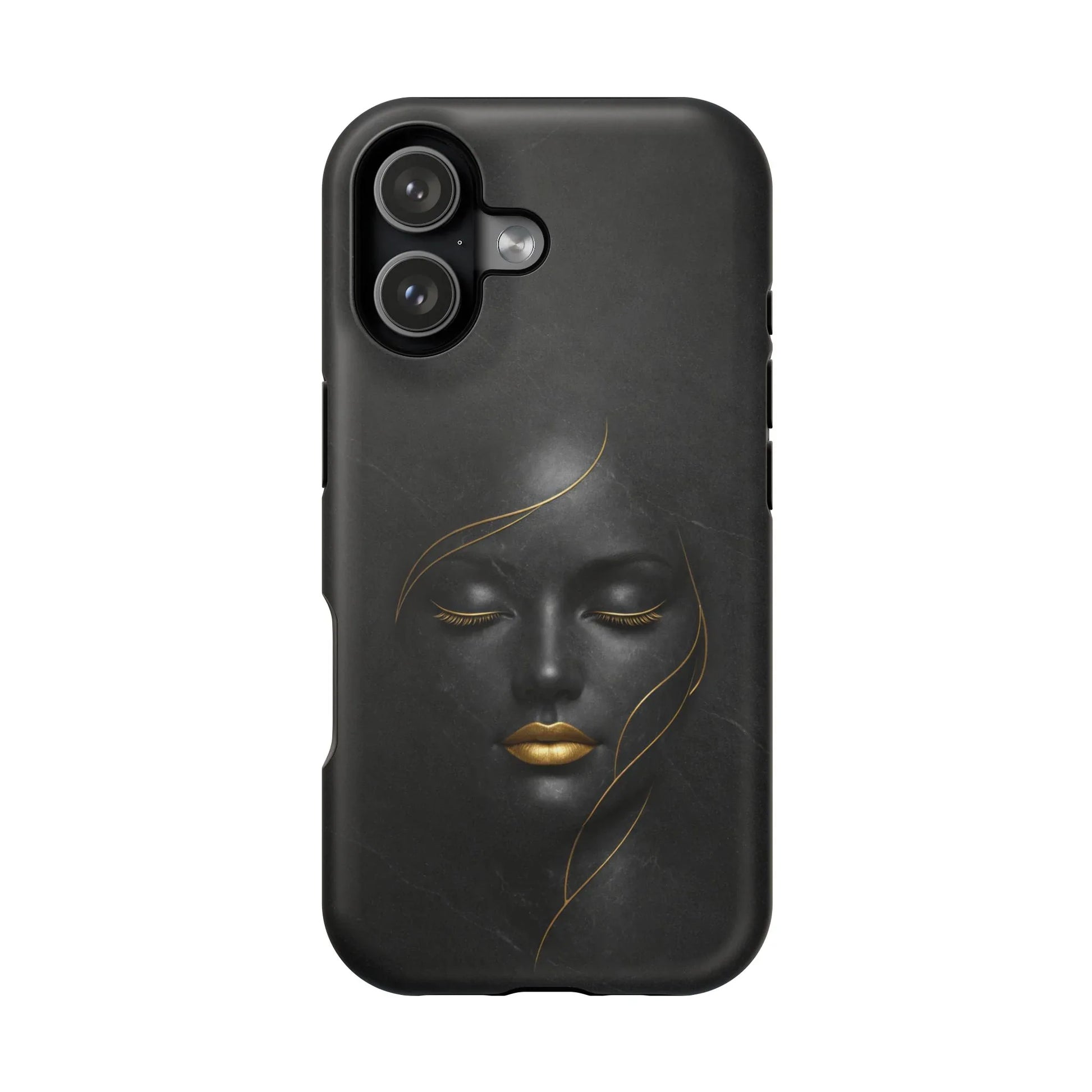 Black Gold Face Phone Case for iPhone 13-17 - KARARMDESIGN