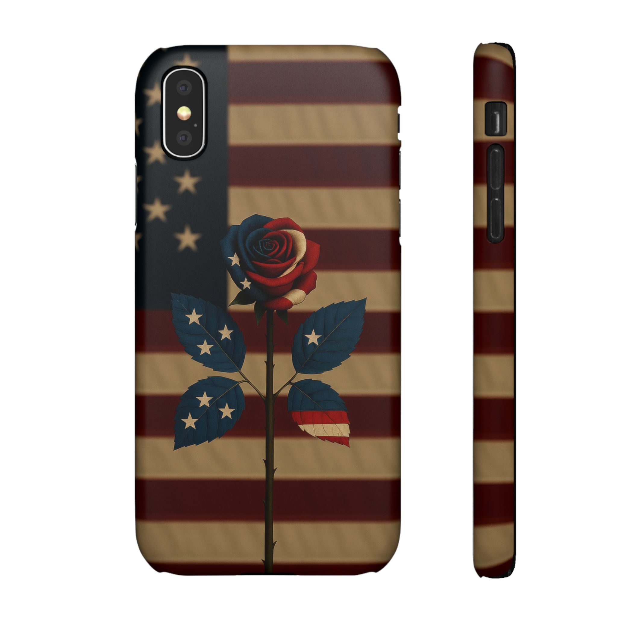 American Rose Flag Phone Case for iPhone 8-17 and Galaxy S20-S26