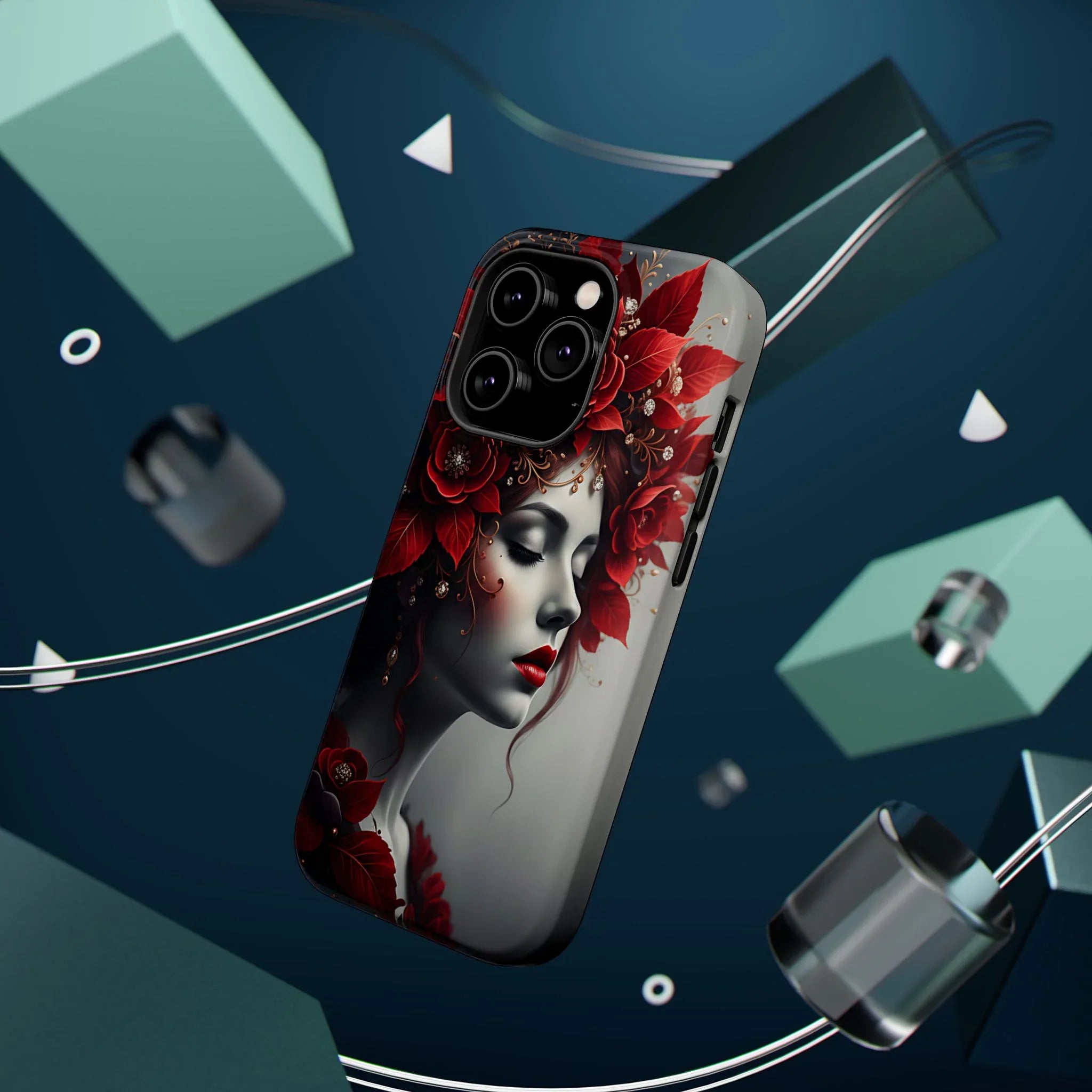 Scarlet Bloom Portrait Phone Case for iPhone 13-17 - KARARMDESIGN