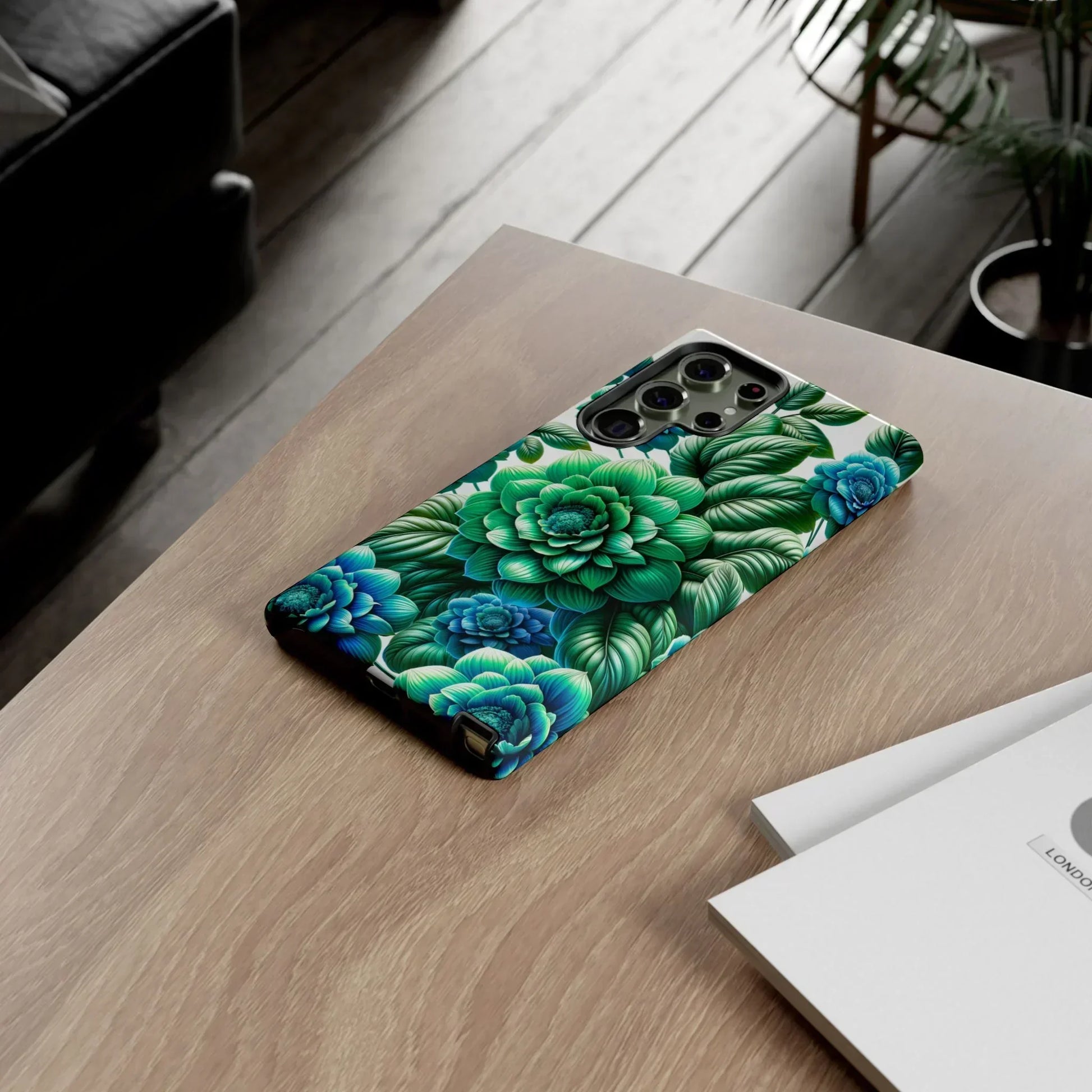 Green and BlueFloral Phone Case for Samsung Galaxy S10-S25 Models - KarArmDesign