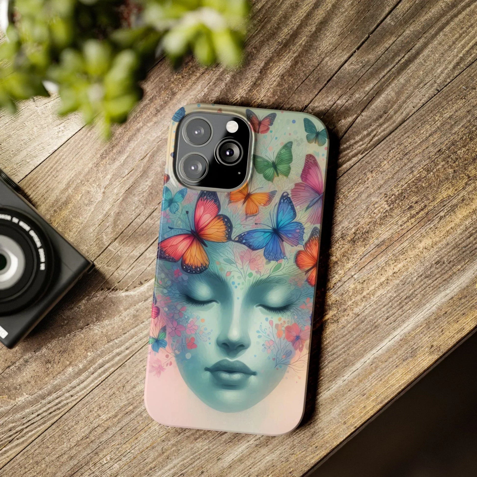 Butterfly Bloom Dreamy Woman with Closed Eyes Tough Phone Case for iPhone - KarArmDesign