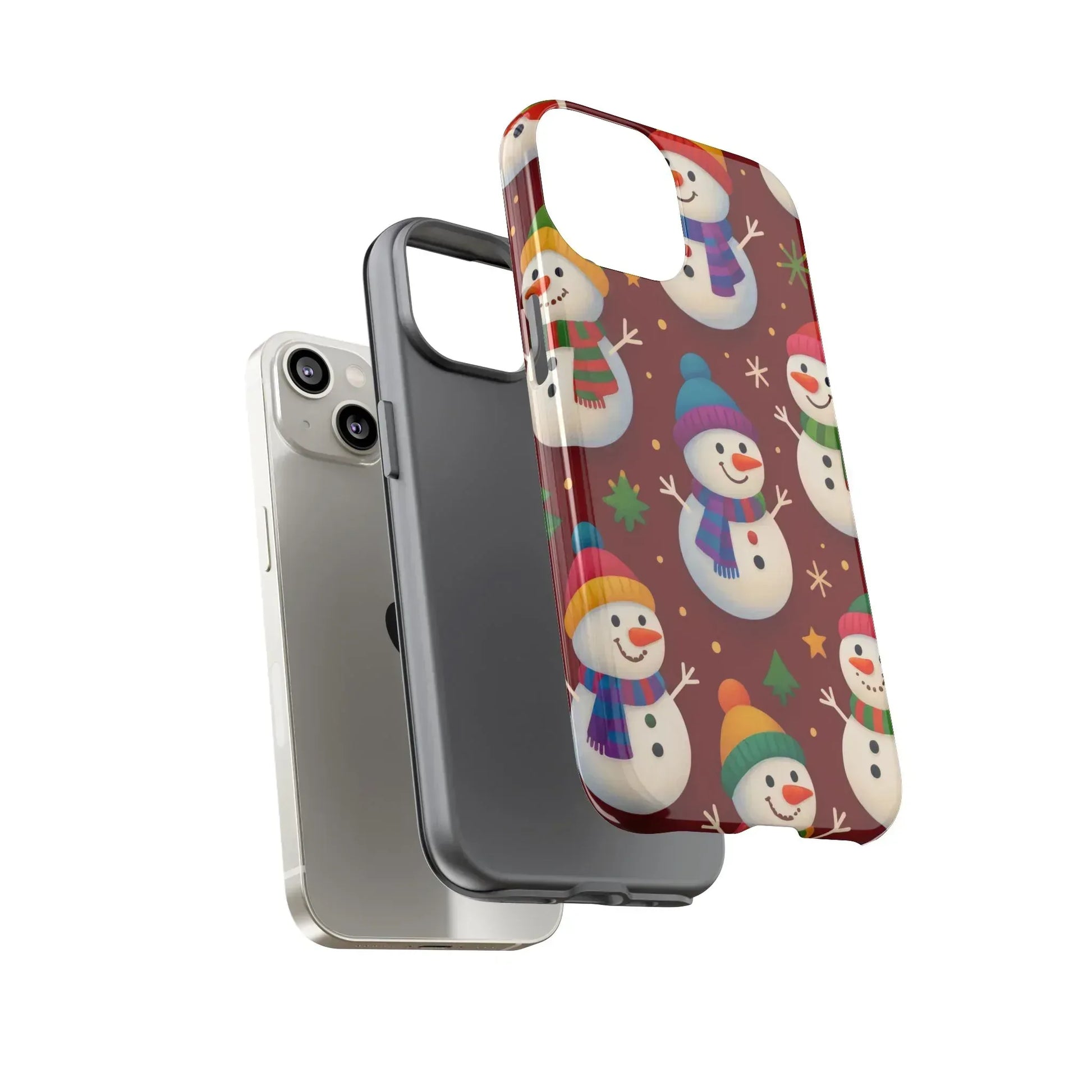 Festive Snowmen Parade Phone Case for iPhone 11–17 and Galaxy S10–S25 - KARARMDESIGN