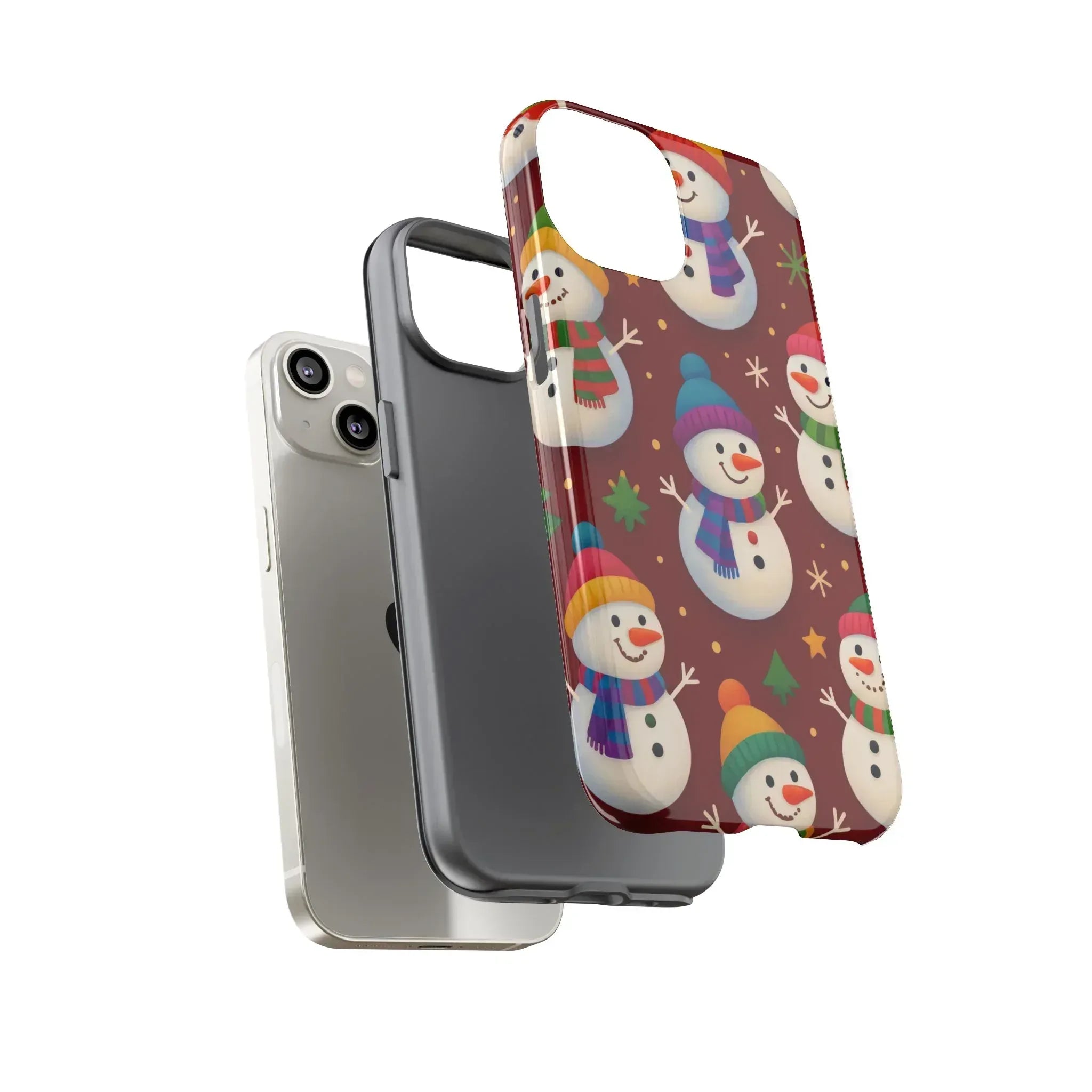 Festive Snowmen Parade Phone Case for iPhone 11–17 and Galaxy S10–S25 - KARARMDESIGN