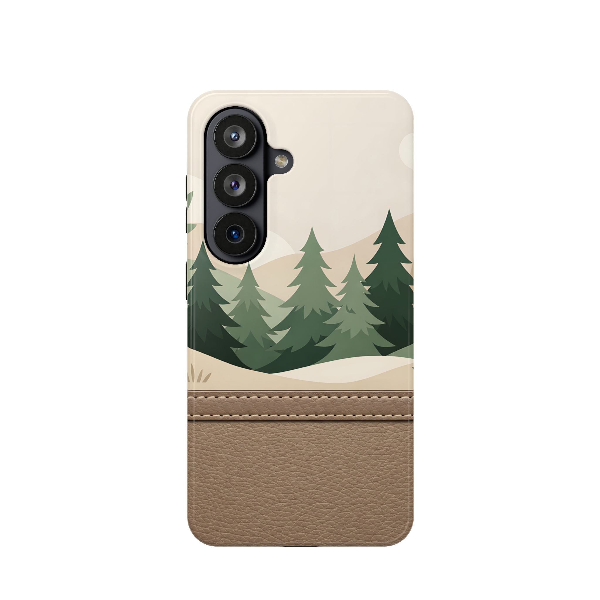 Forest Leather Phone Case for iPhone 11-17 and Galaxy S22-S26