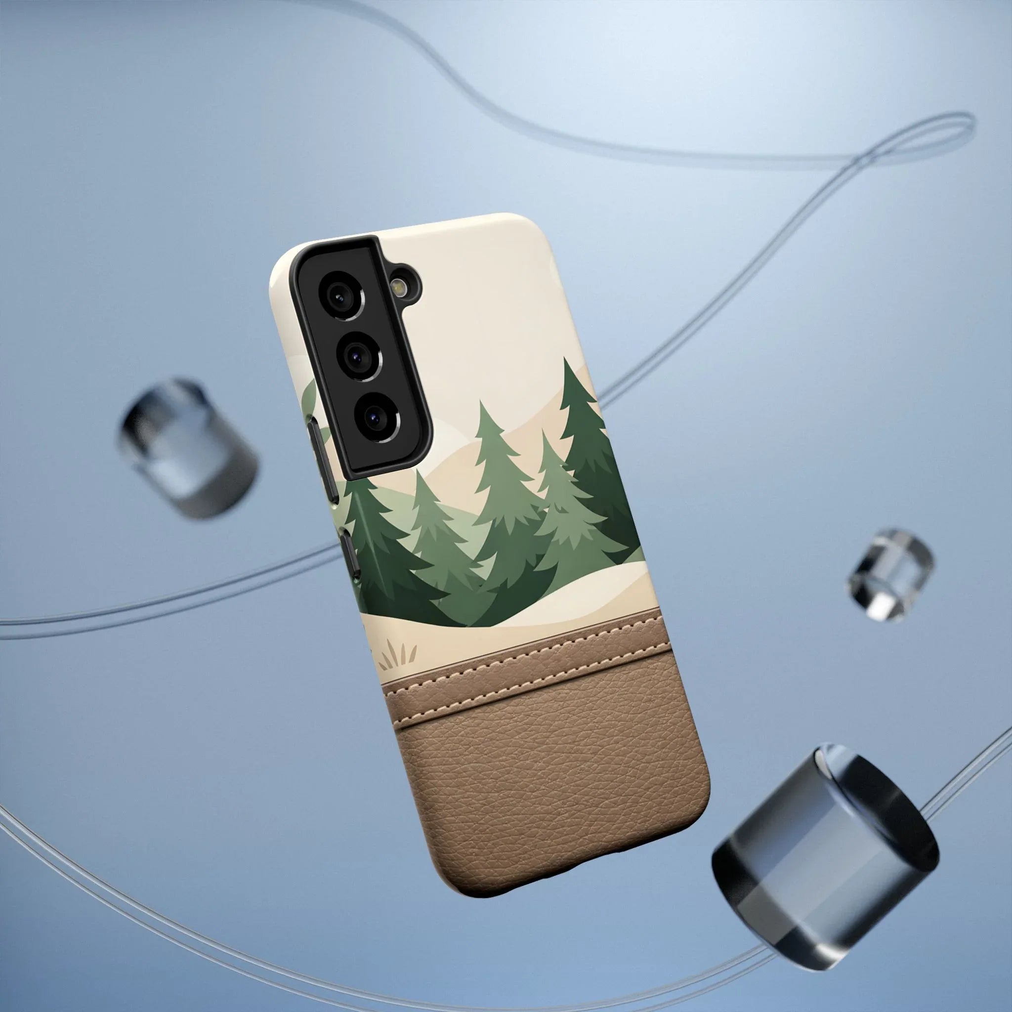 Forest Leather Phone Case for iPhone 11-17 and Galaxy S21-S25 - KARARMDESIGN