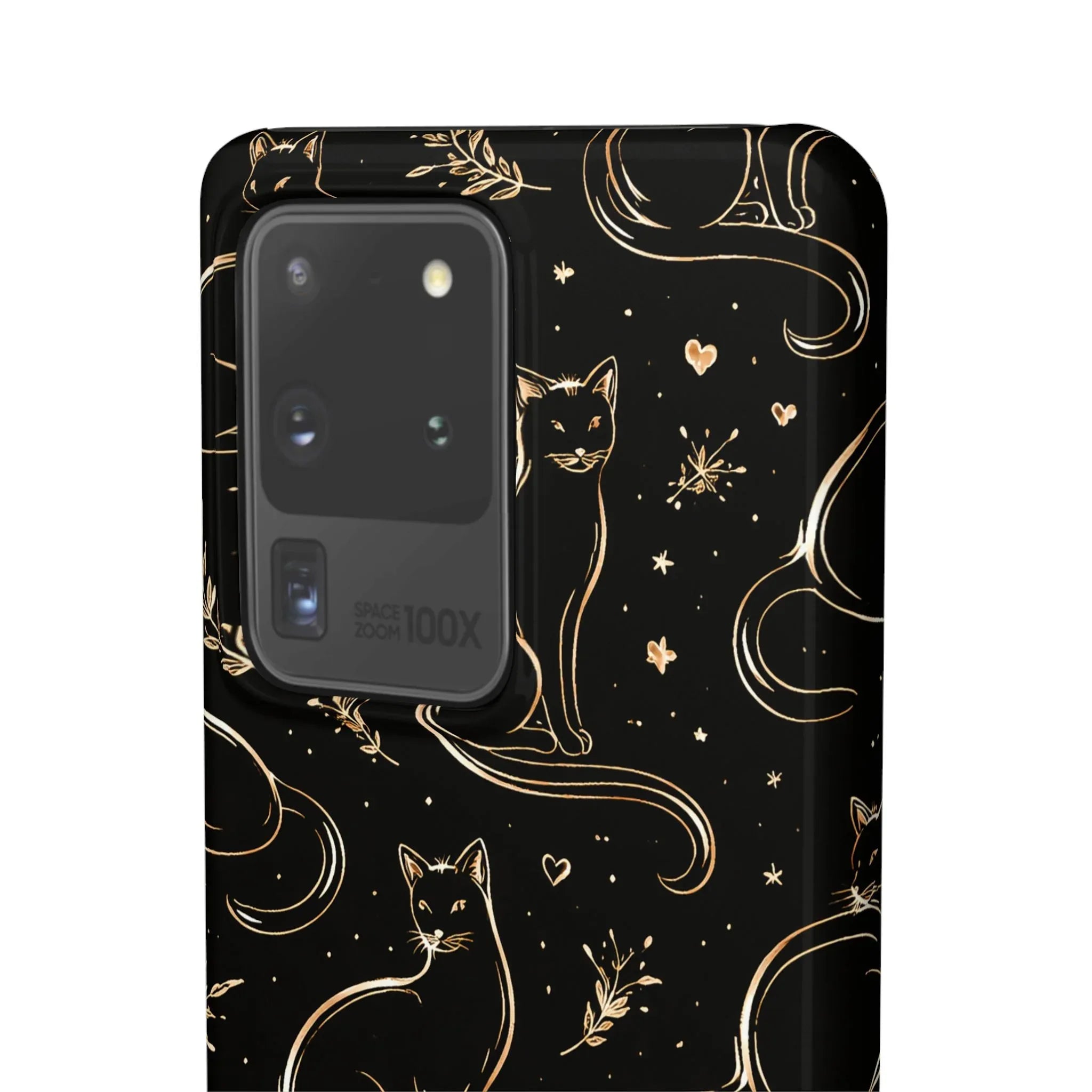 Golden Cat Pattern Phone Case for iPhone 11–17 & Galaxy S21–S25 - KARARMDESIGN
