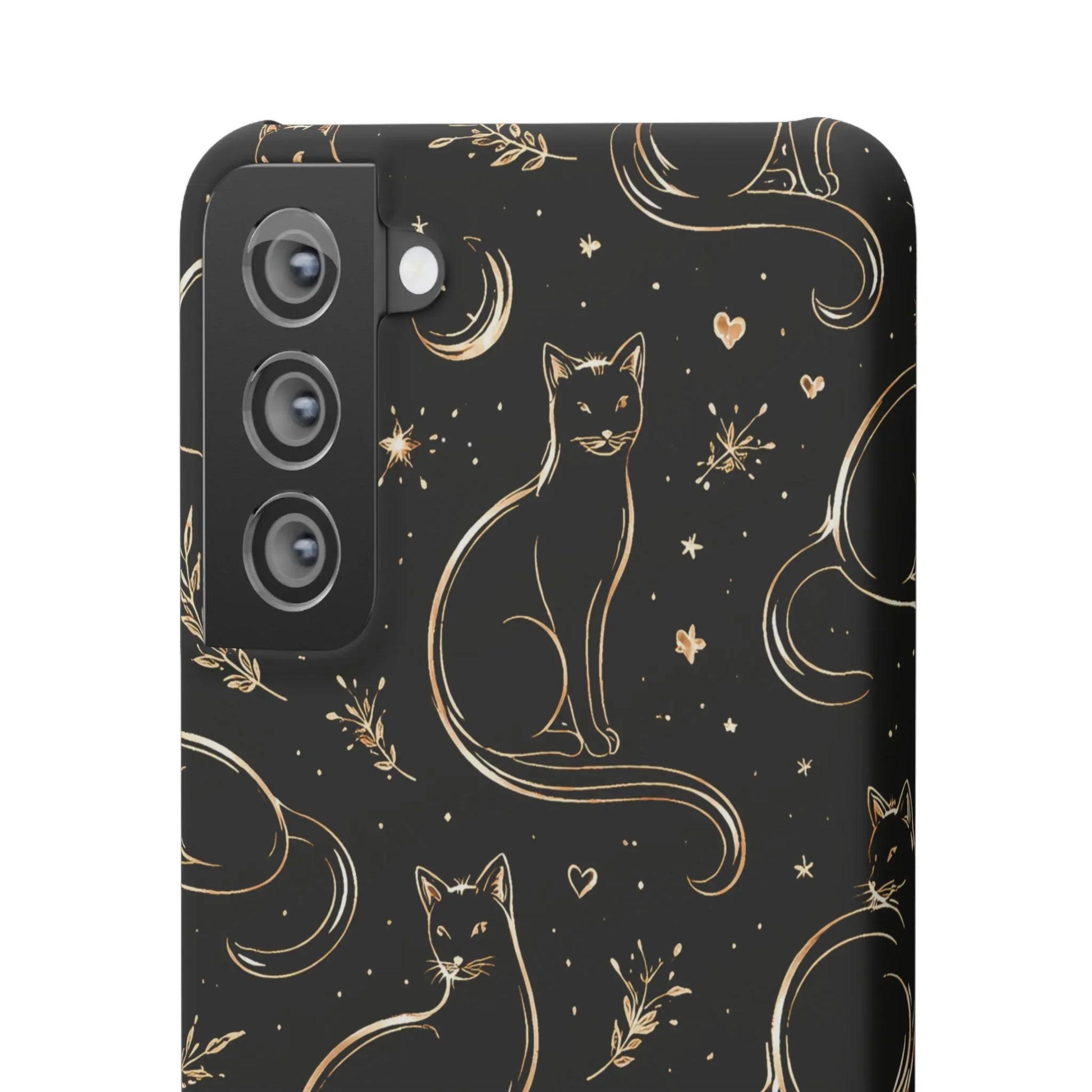 Golden Cat Pattern Phone Case for iPhone 11–17 & Galaxy S21–S25 - KARARMDESIGN
