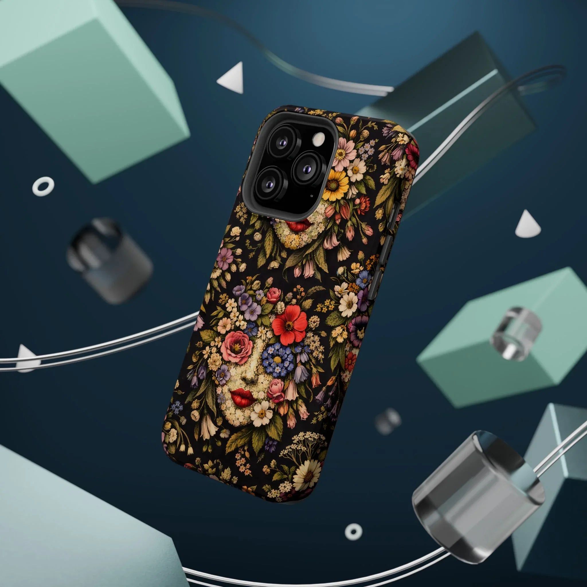 Vintage Flower Face Phone Case for iPhone 13-17 - KARARMDESIGN