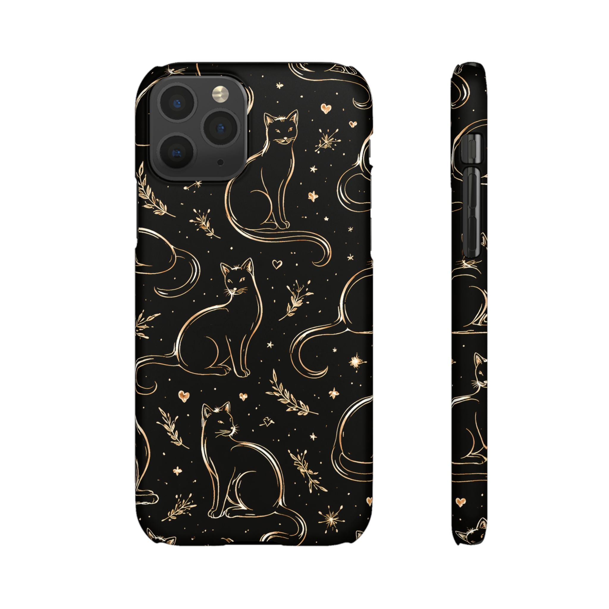 Golden Cat Pattern Phone Case for iPhone 11-17 and Galaxy S20-S26