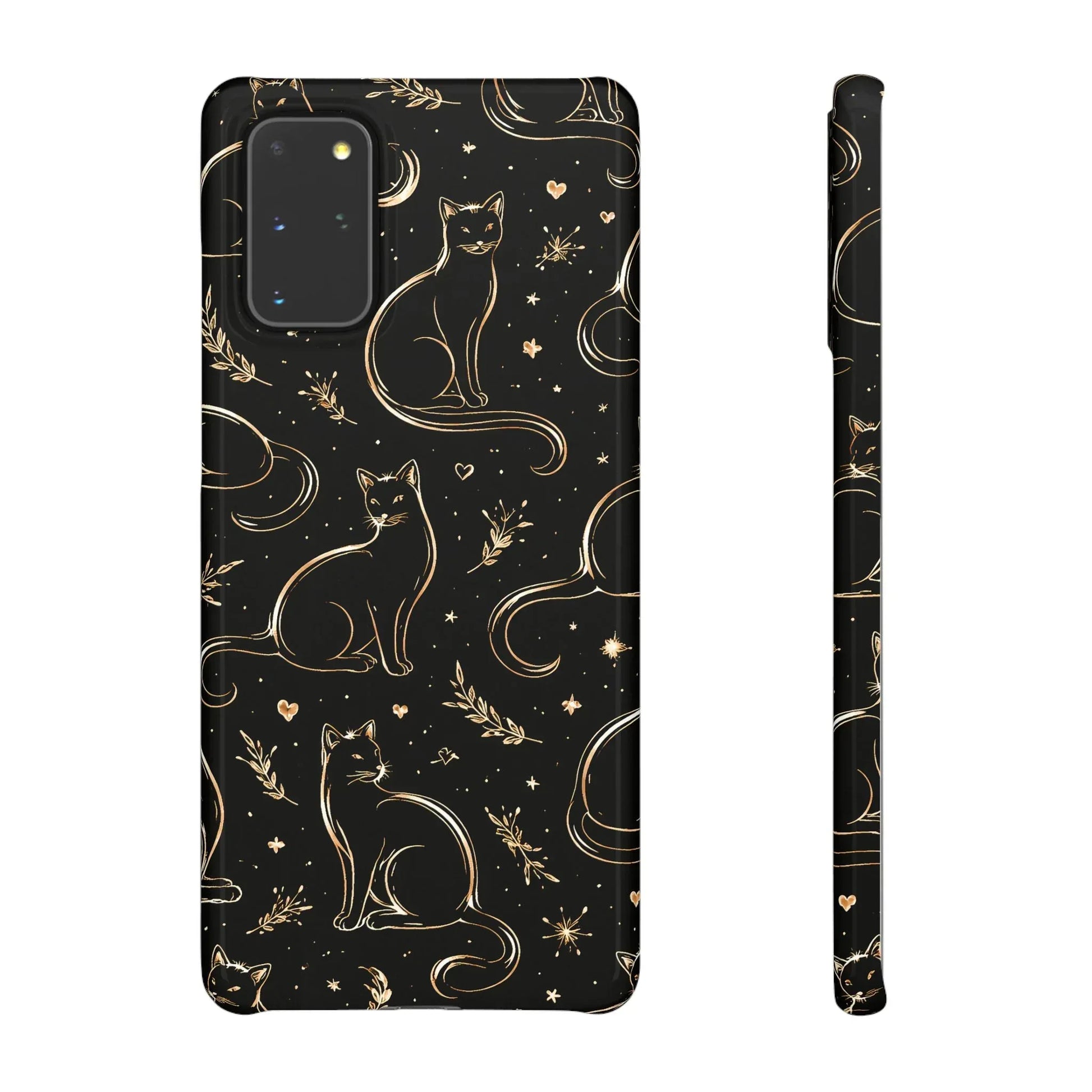 Golden Cat Pattern Phone Case for iPhone 11–17 & Galaxy S21–S25 - KARARMDESIGN